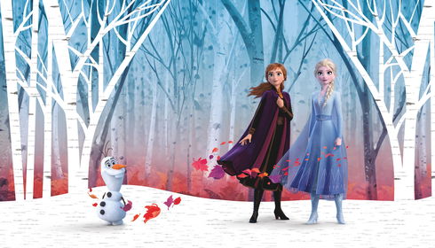 Frozen Woodland Tree Blue Peel & Stick Wall Mural