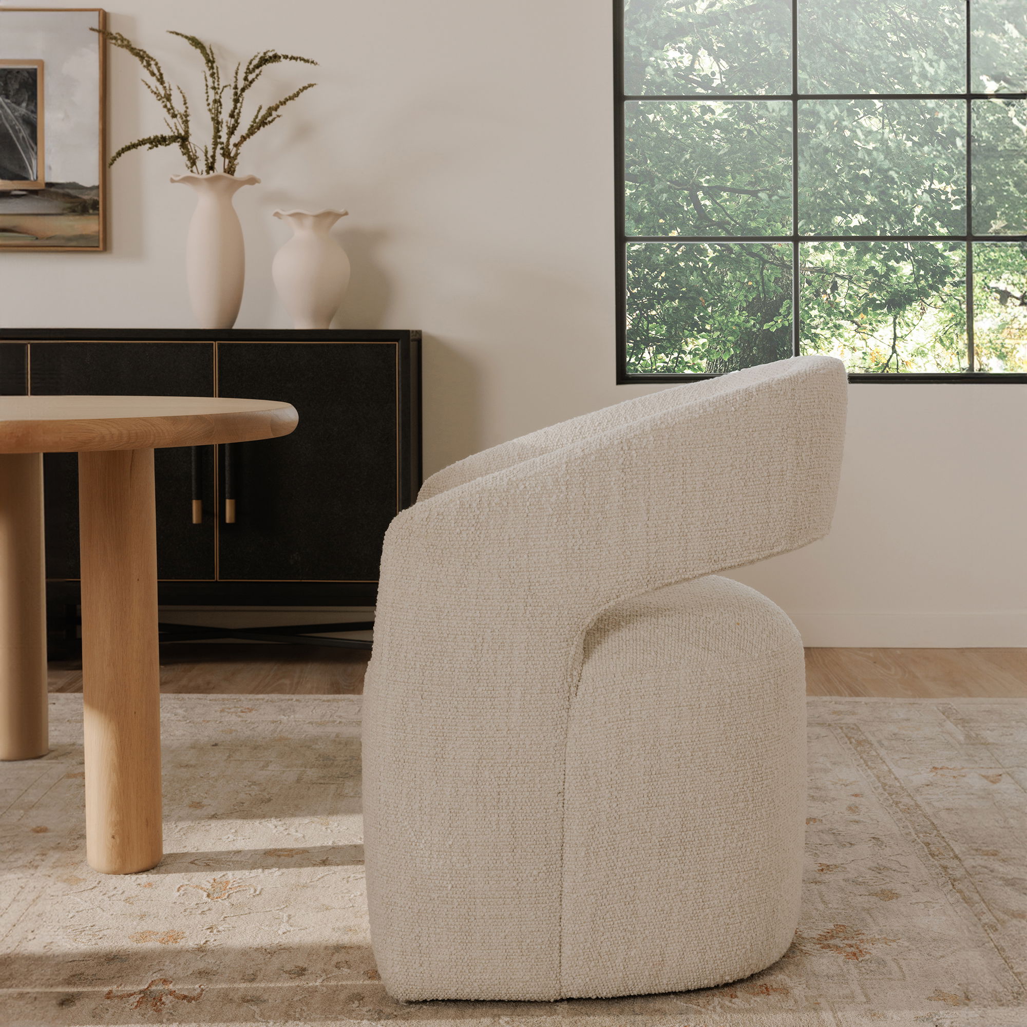 Barrow Rolling Dining Chair White Mist large image 