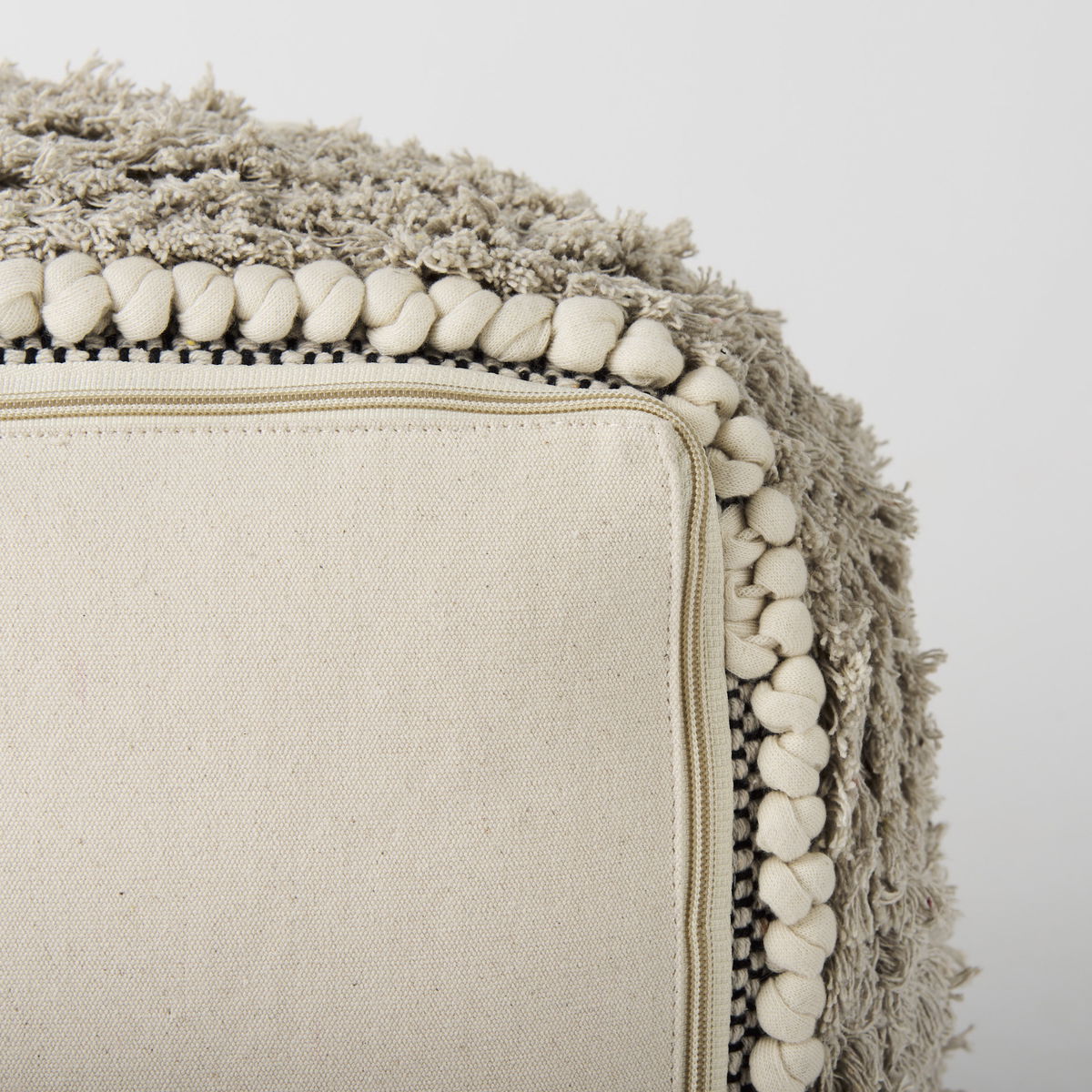 Darika  Black/White/Gray Cotton Pouf, Ottoman by Mercana, 16" length x 16" width x 16" height View 11