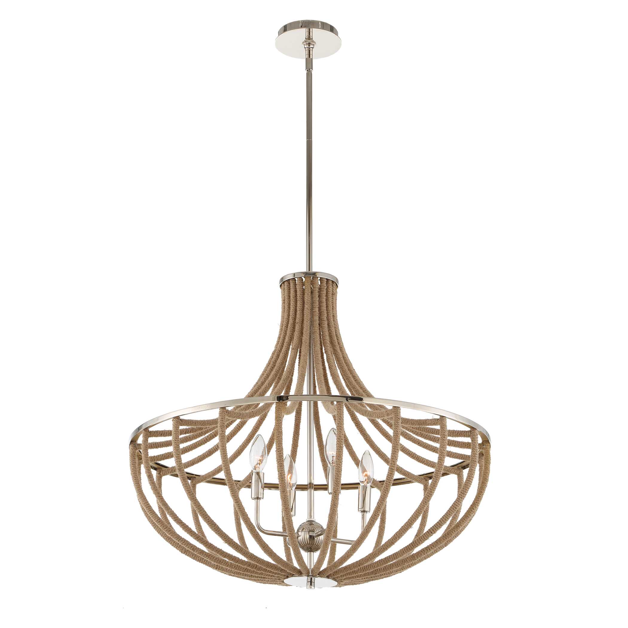 Lovelock 4 Light Rope Empire Chandelier, Ceiling Light by Uttermost, 27.5" width x 24.25" height x 27.5" diameter View 7