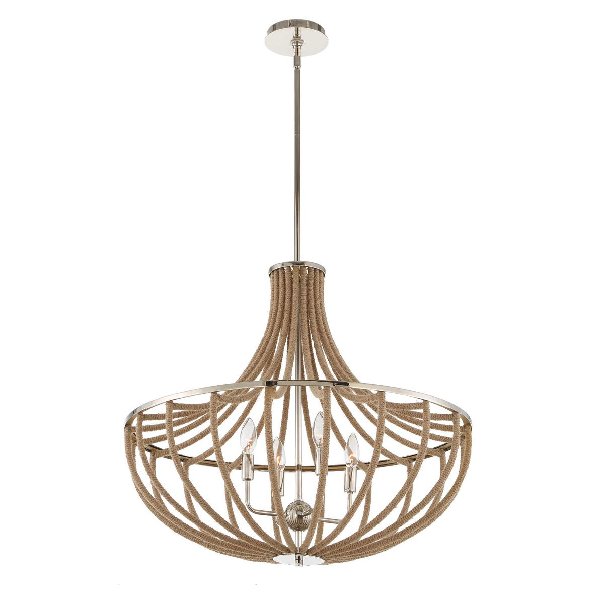 Lovelock 4 Light Rope Empire Chandelier, Pendant by Uttermost, 27.5" width x 24.25" height x 27.5" diameter View 7