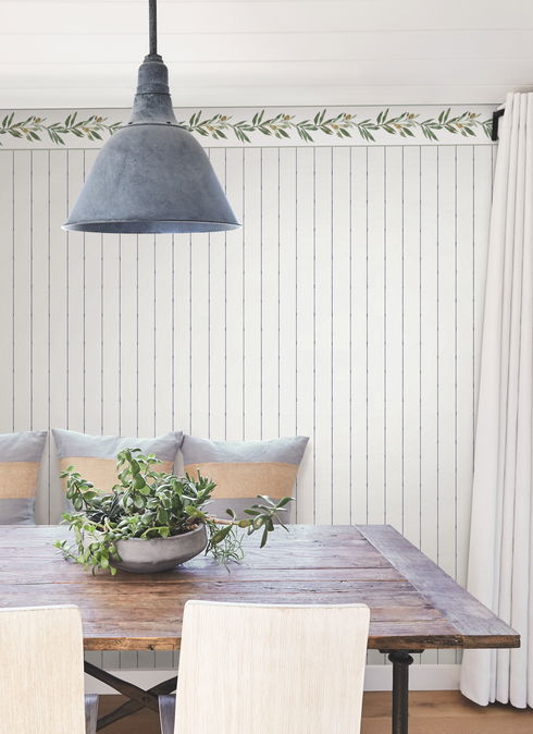 In Stitches Stripe Navy & Cream Wallpaper