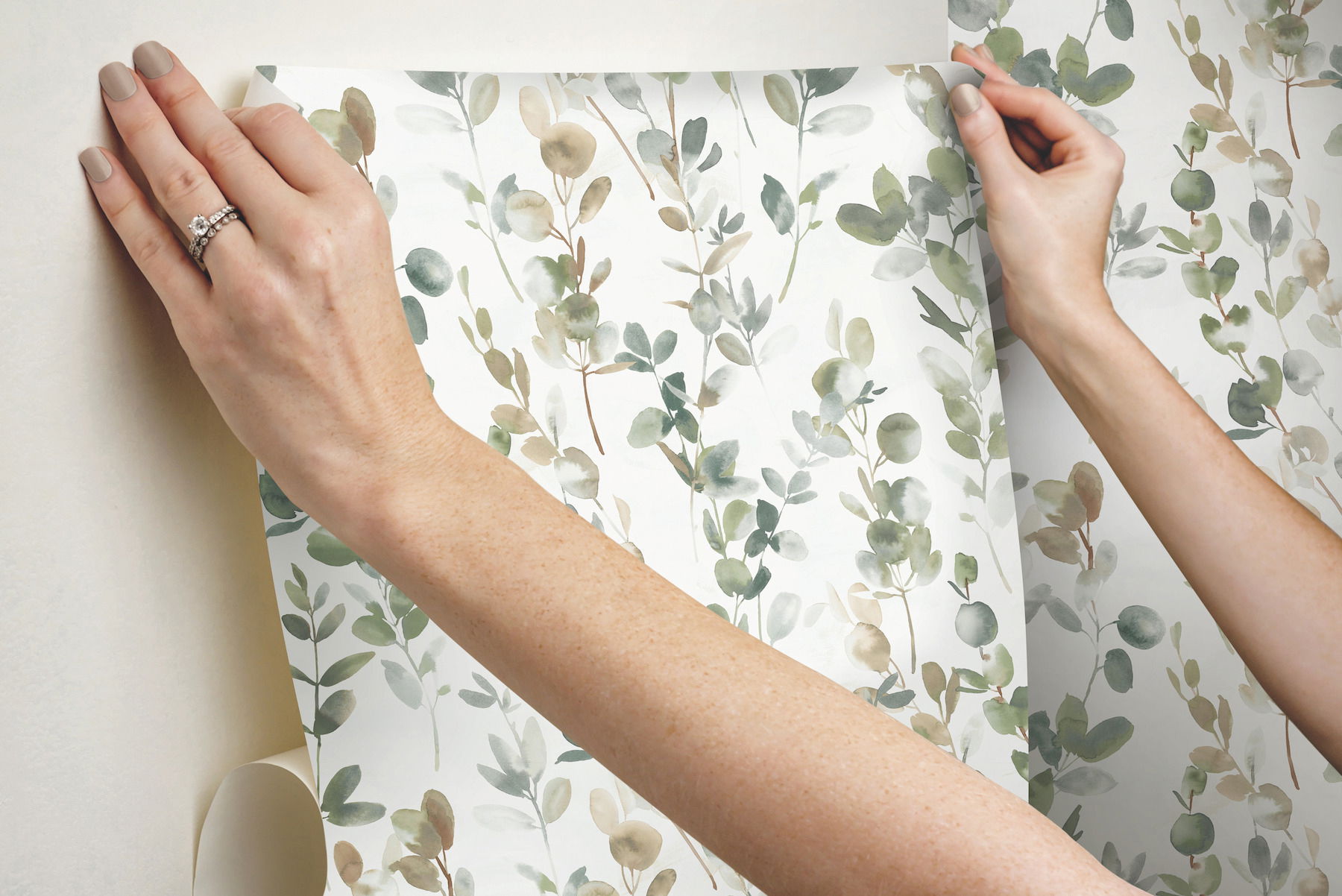 Joyful Eucalyptus Green Peel & Stick Wallpaper large image 