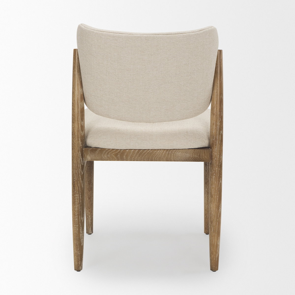 Cline Curved Back Dining Side Chair | Cream Fabric with Brown Wood, Dining Chair by Mercana, 21" length x 22.5" width x 32" height View 9