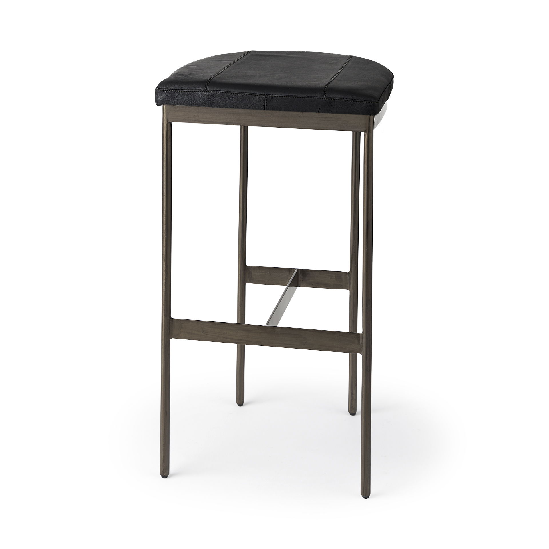 Millie 16.75L x 17.75W x 30.25H Black Leather Seat with Metal Frame Bar Stool large image 