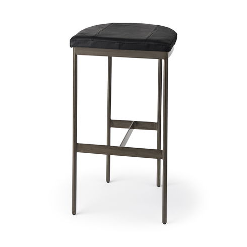 Millie 16.75L x 17.75W x 30.25H Black Leather Seat with Metal Frame Bar Stool