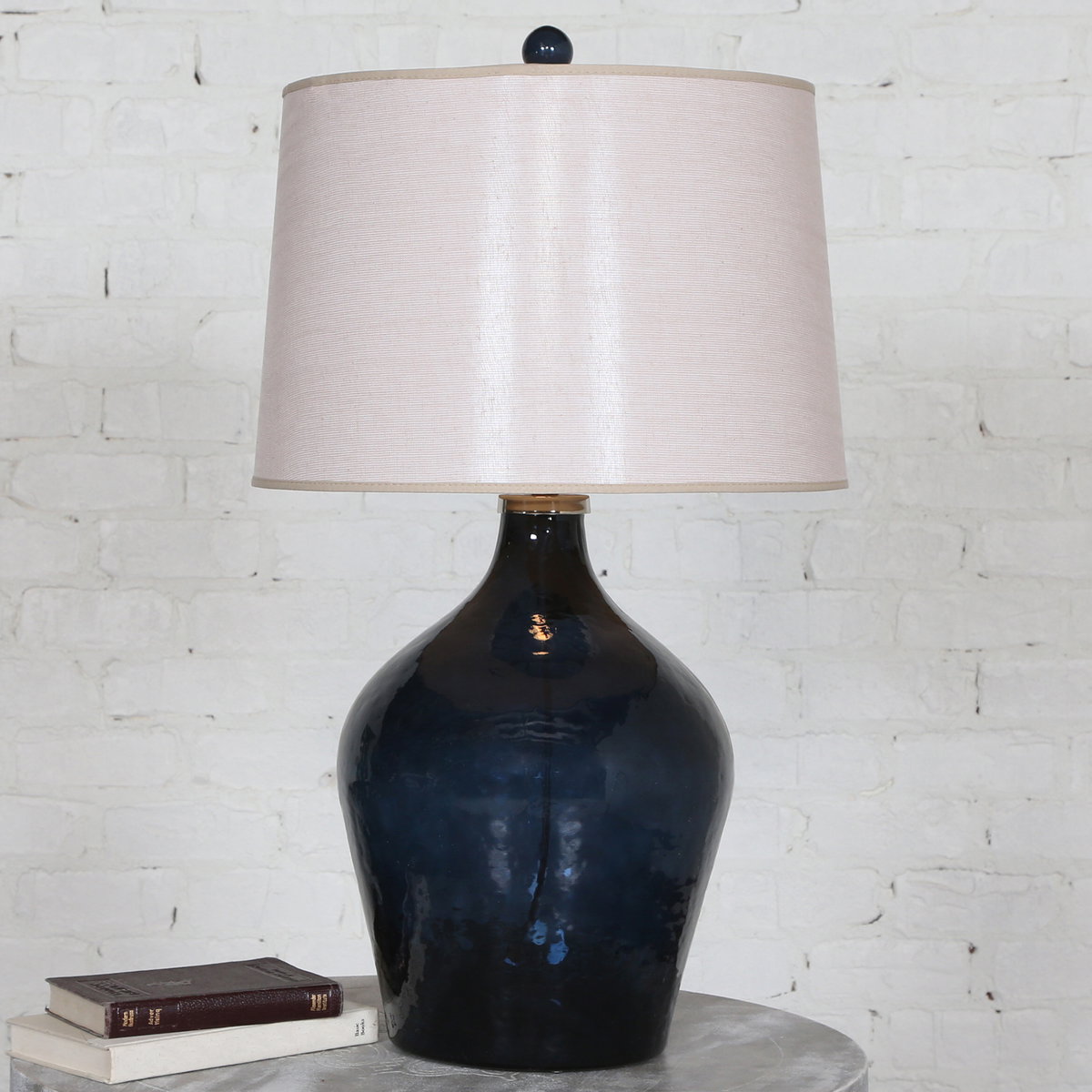 Lamone Blue Glass Lamp, by Uttermost, 1'6" width x 2'7" height x 1'6" depth View 4