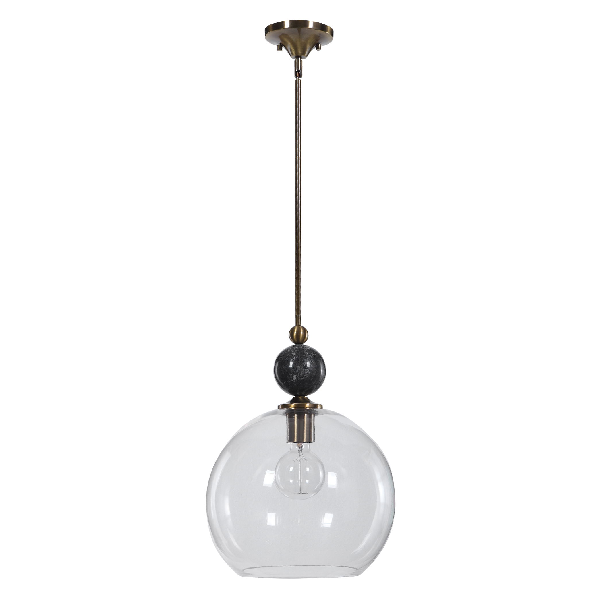 Mendota 1 Light Glass Pendant, Ceiling Light by Uttermost, 13.75" width x 19" height x 13.75" diameter x 13.75" depth View 4