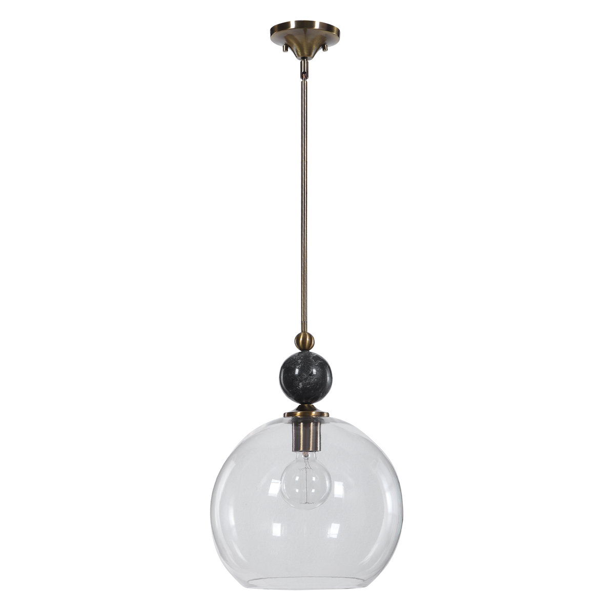 Mendota 1 Light Glass Pendant, by Uttermost, 13.75" width x 19" height x 13.75" diameter x 13.75" depth View 4