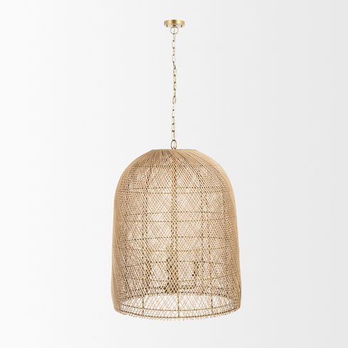Thad 4-Light Natural Woven Rattan Foyer Chandelier