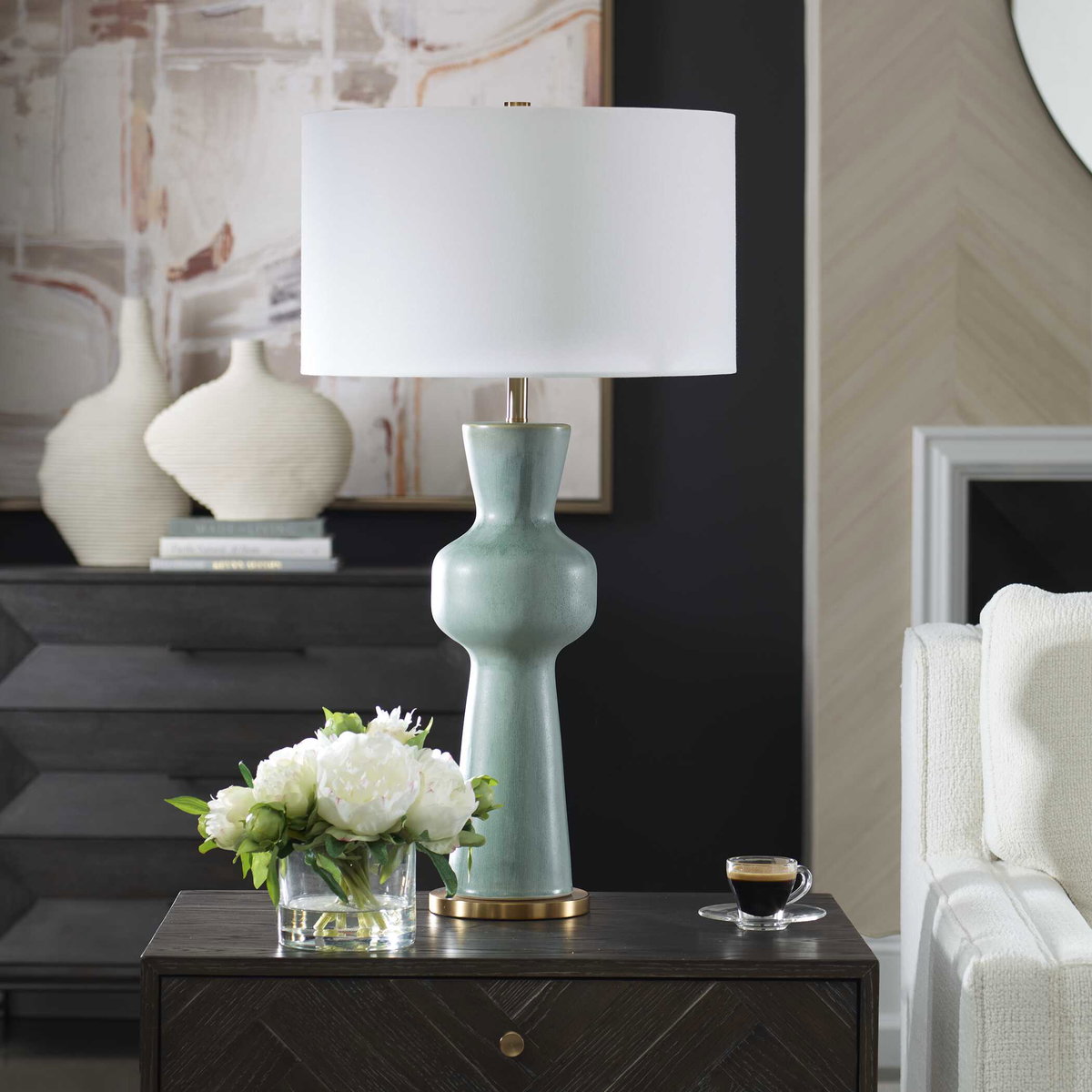 Pollard Slate Green Table Lamp, by Uttermost, 16" width x 29.75" height x 16" depth View 4