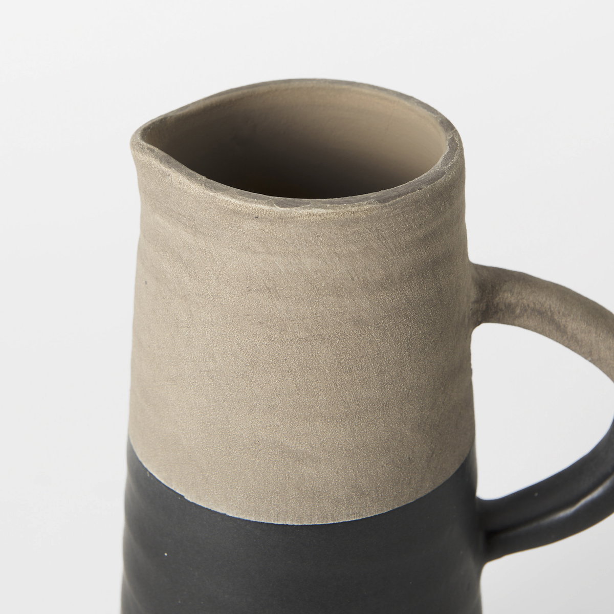 Garand Small 13H Two-Toned Black/Natural Ceramic Jug, Decorative Jar by Mercana, 6.3" length x 4.53" width x 10.24" height View 10