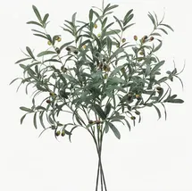Online Designer Living Room Artificial Olive Branches 3 Pack – 27.6" Faux Olive Tree Stems for Vase Fillers, Wedding Centerpieces, Home Office Decor, Realistic Greenery Stems, Farmhouse & Modern Style (Set of 3)