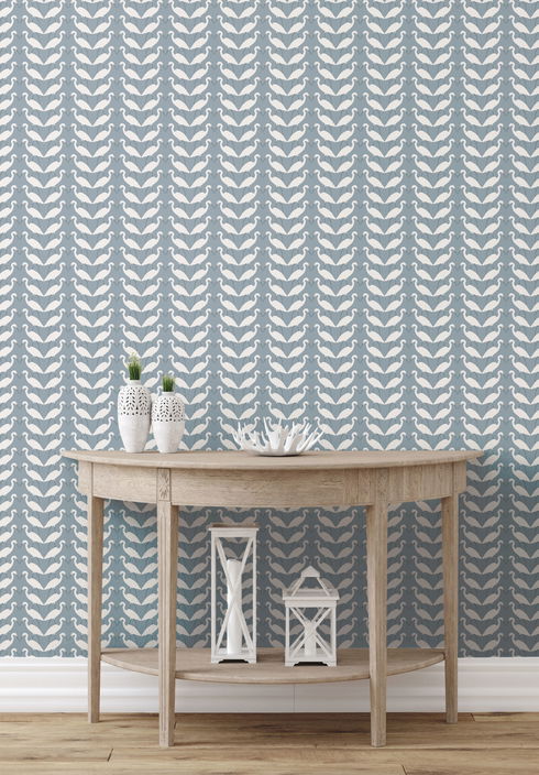 Elegant Birds Blue Peel & Stick Wallpaper