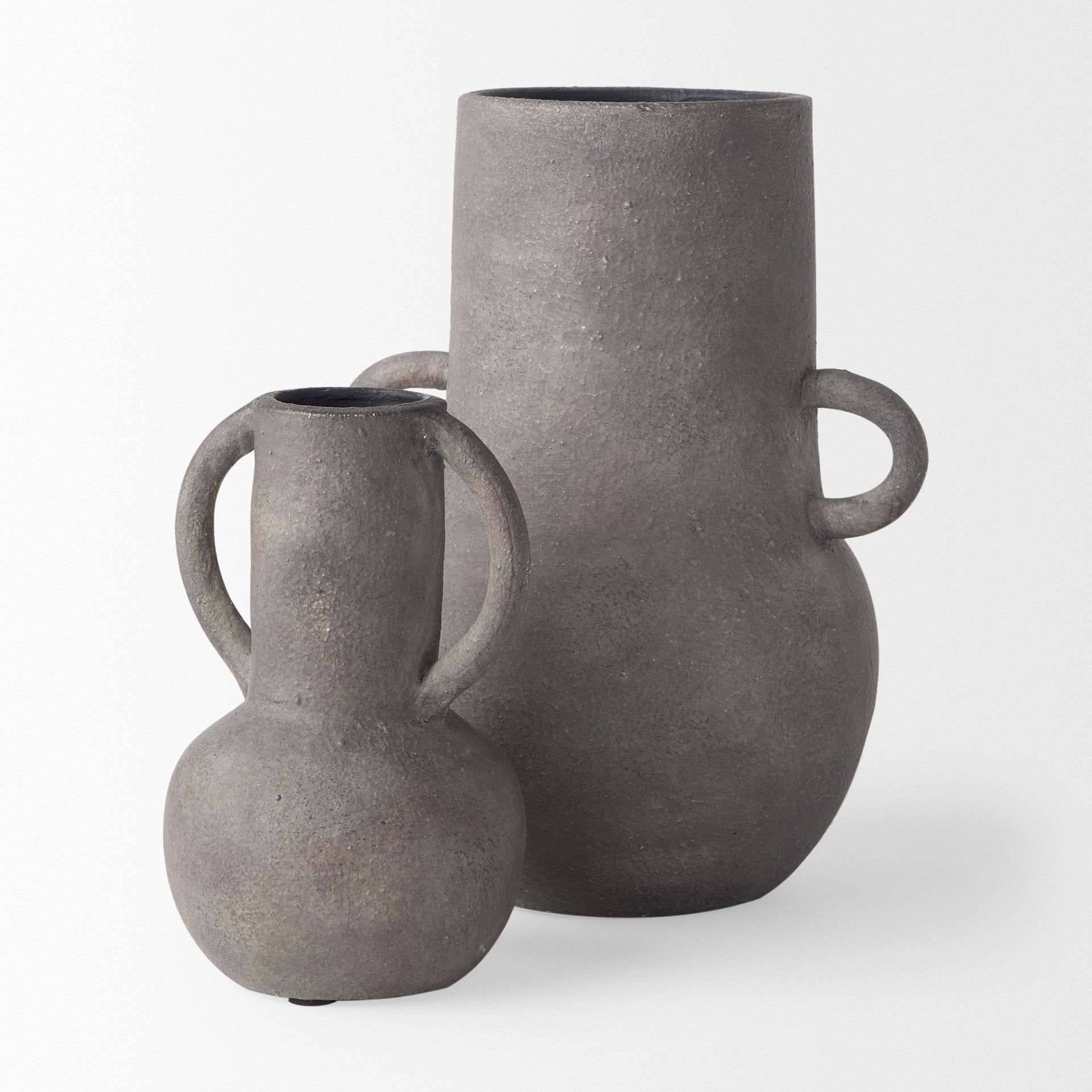Armani 10.4H Brown-Gray Double Ear Ceramic Vase large image 
