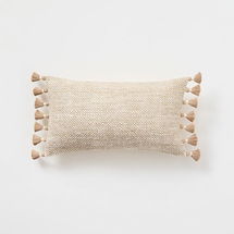 Online Designer Bedroom Two Tone Chunky Linen Pillow Cover 12x21Natural w Feather Down Pillow Insert