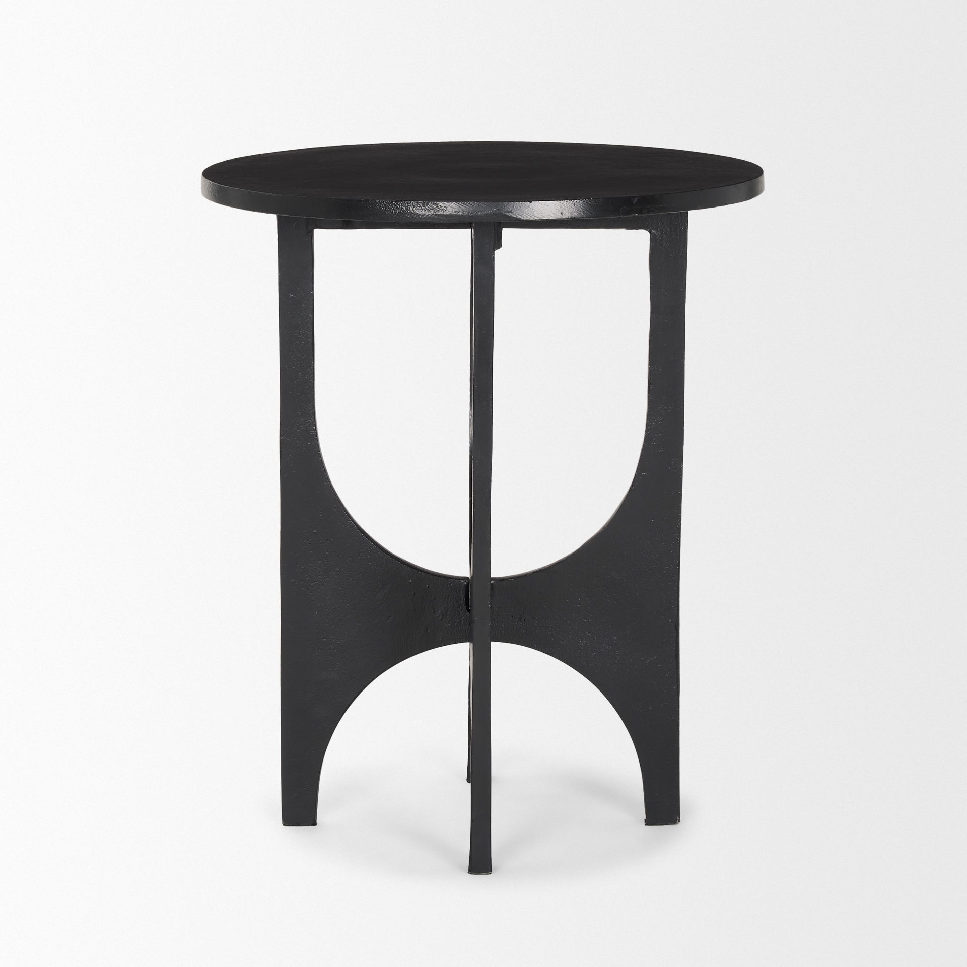 Sobi Textured Matte Black Round Metal Accent Table, Side & End Table by Mercana, 18" length x 18" width x 21.5" height View 5