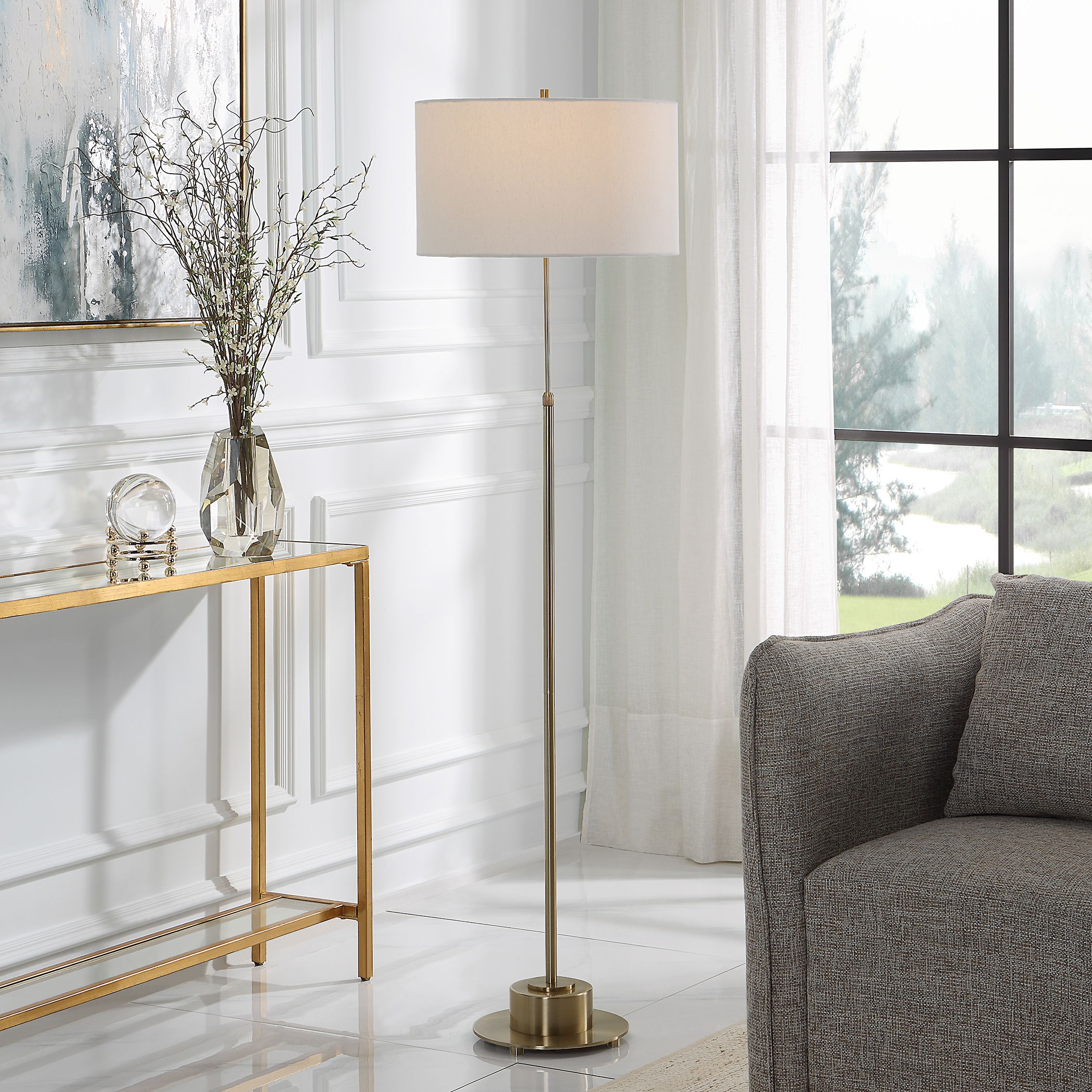 Prominence Brass Floor Lamp large image 