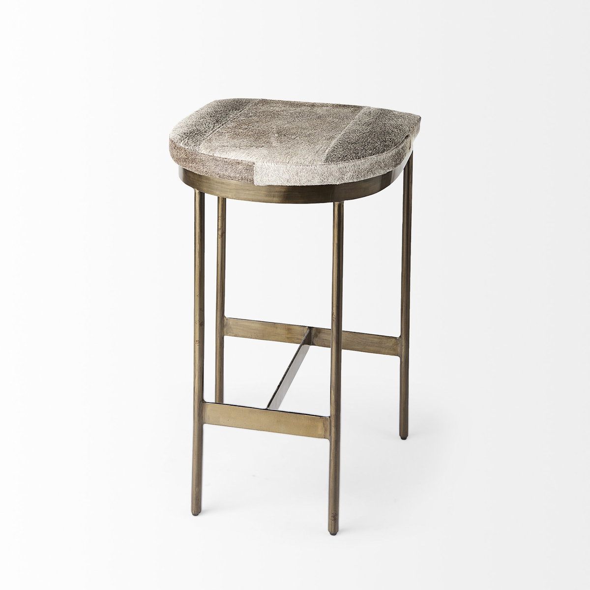 Millie Backless 26.25in Seat Counter Stool | Gray Hair-On-Hide, Counter & Bar Stool by Mercana, 16.75" length x 17.75" width x 26" height View 10