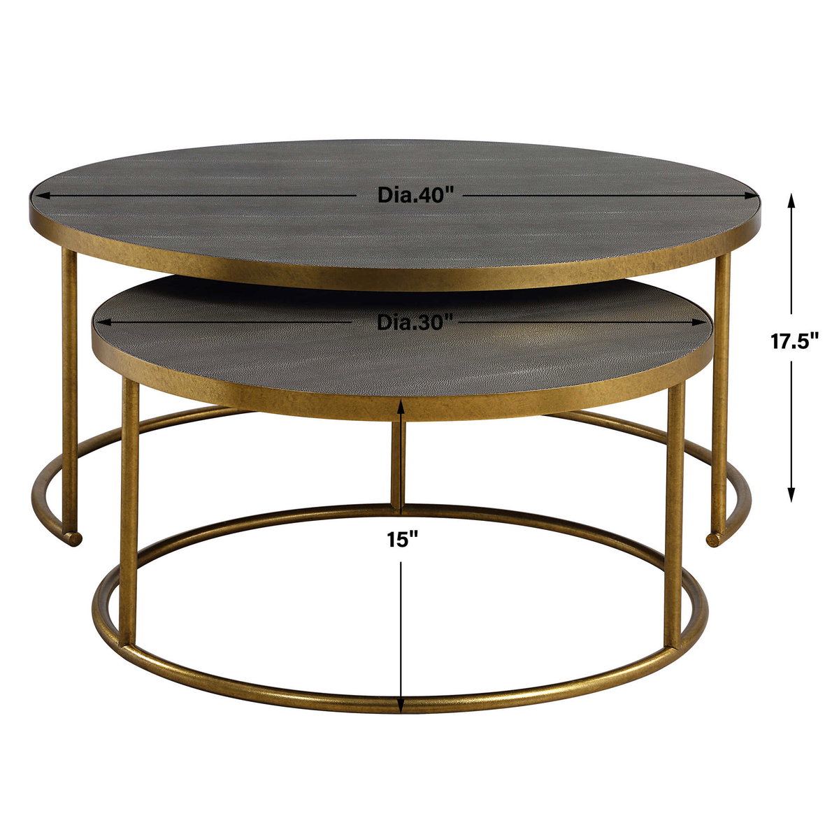 Aragon Gray Nesting Coffee Tables Set/2, by Uttermost, 40" width x 17.5" height x 40" depth View 3