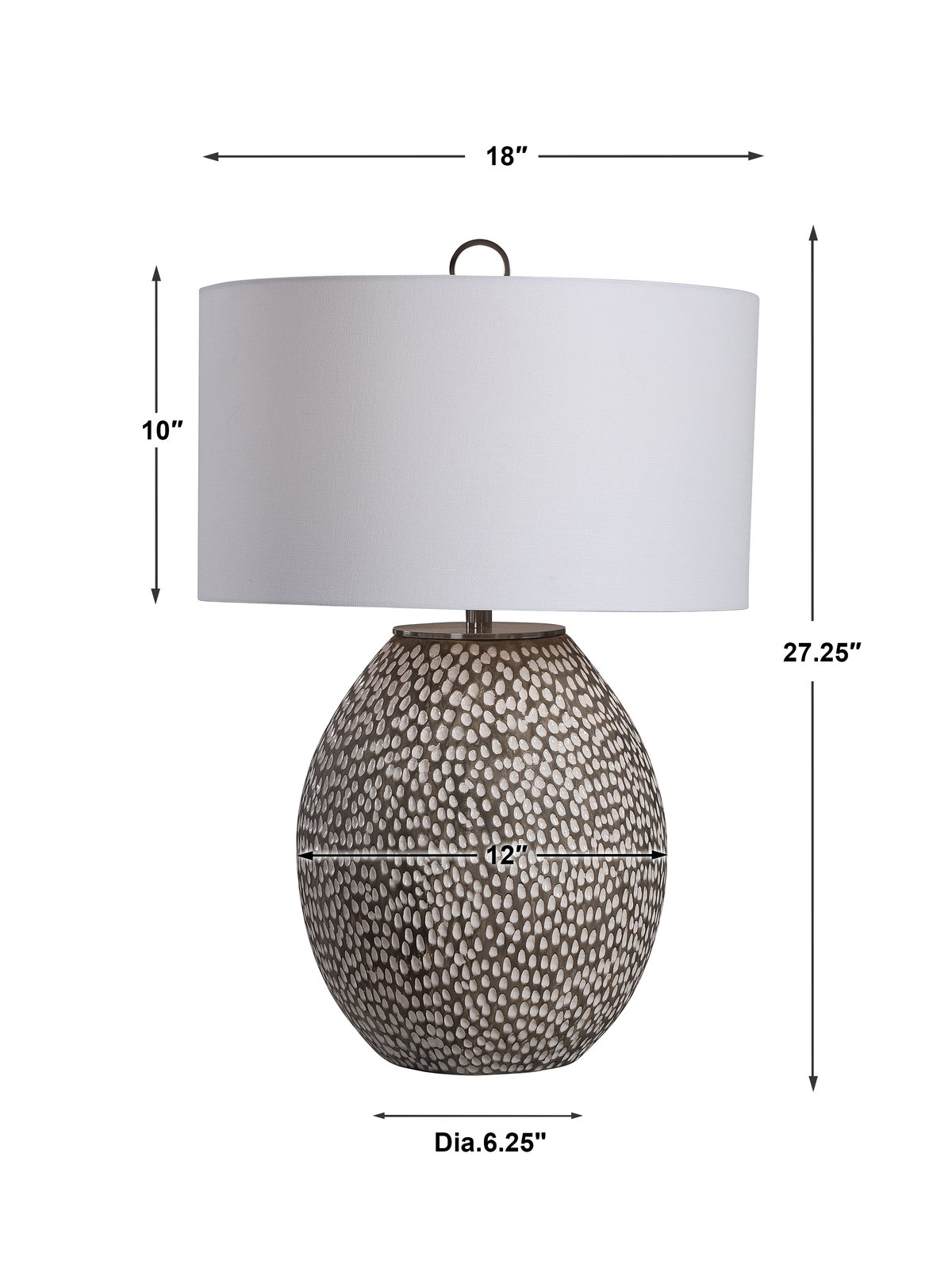 Cyprien Gray White Table Lamp, by Uttermost, 1'6" width x 2'4.25" height x 1'6" depth View 3