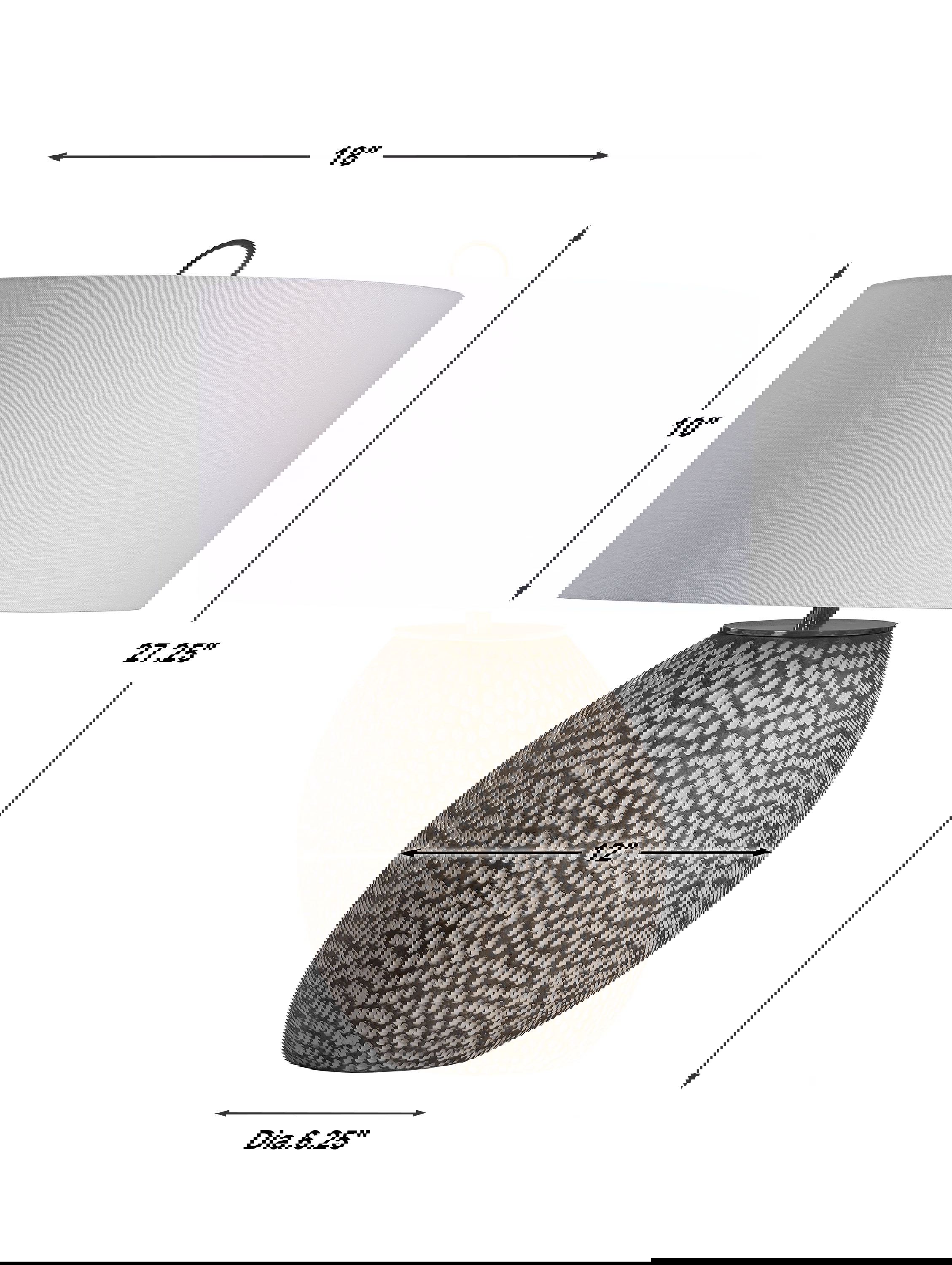 Cyprien Gray White Table Lamp, by Uttermost, 18" width x 28.25" height x 18" depth View 3