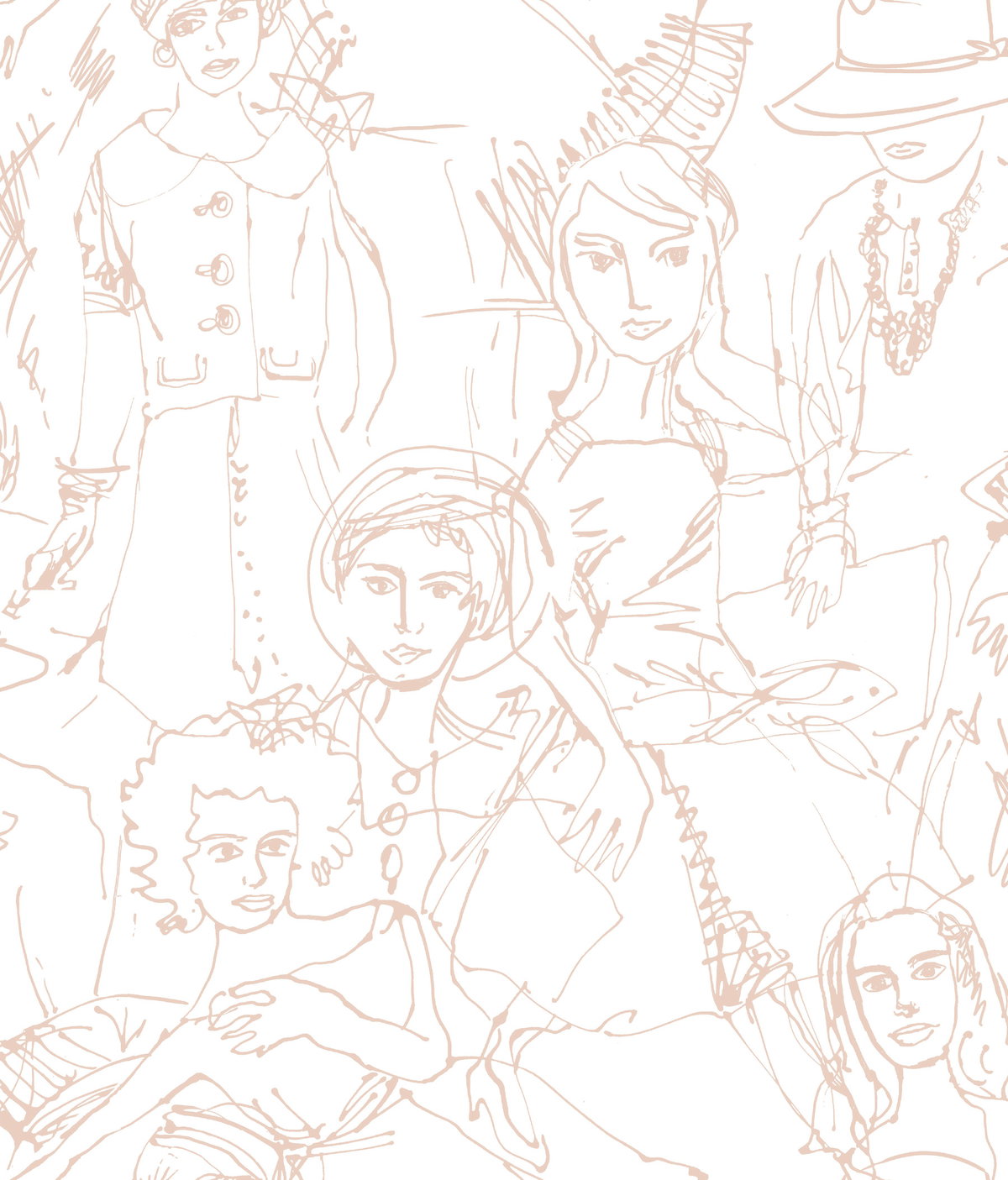 Vogue Sketches Pink Peel & Stick Wallpaper, by York Wall, 16'6" length x 1'8.5" width x 0.02" depth