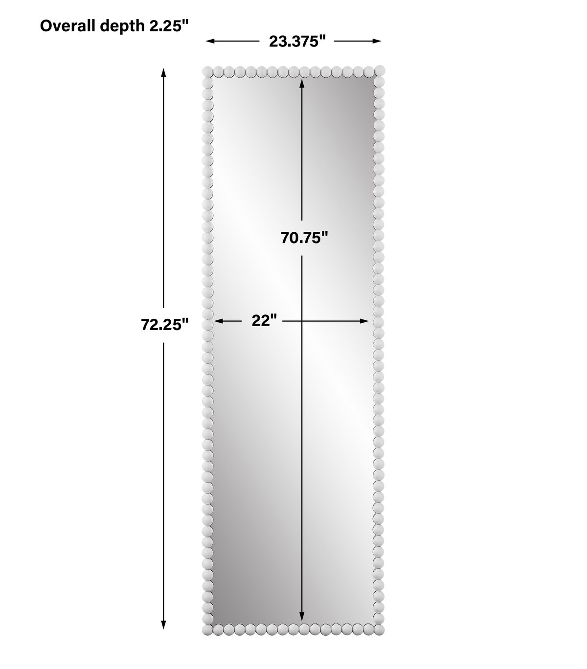Serna White Tall Mirror, by Uttermost, 1'11.37" width x 6'0.25" height x 2.25" depth View 3