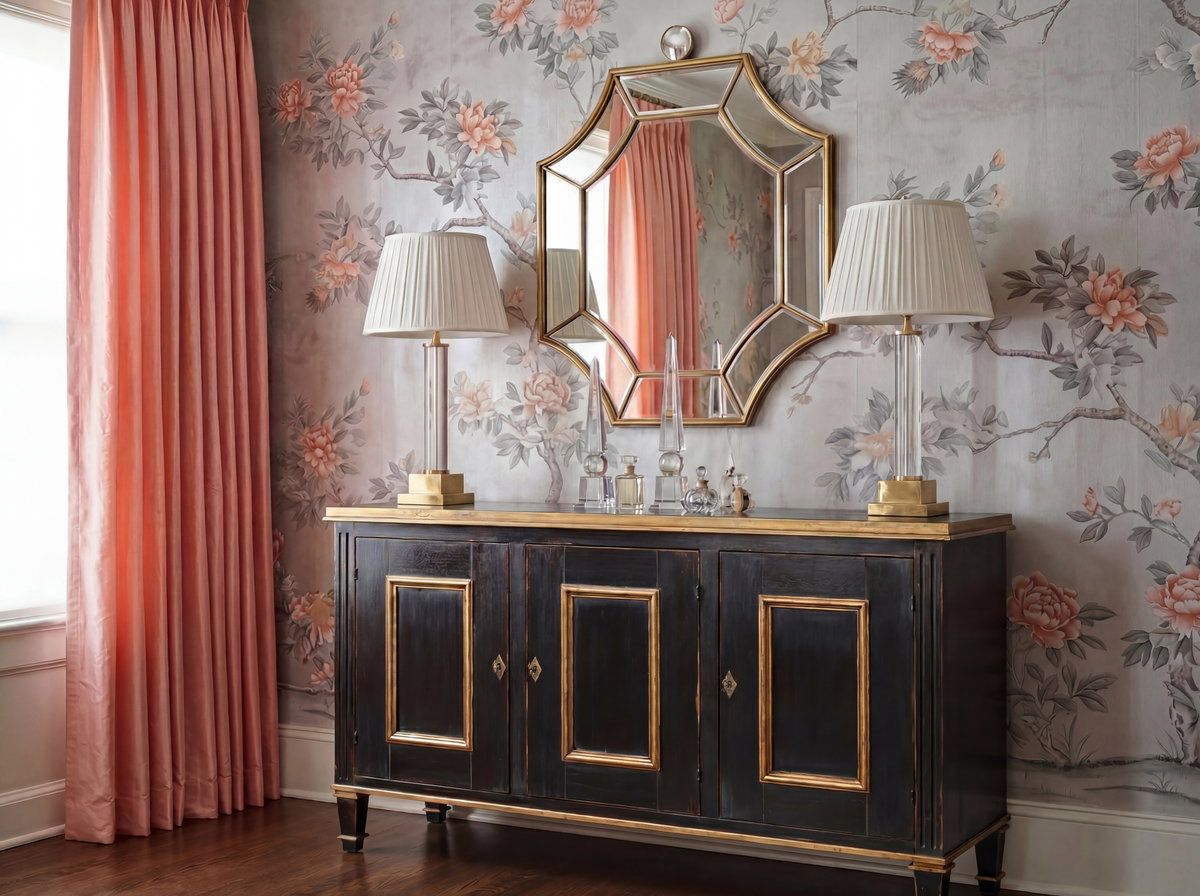 Louis Xvi Buffet Powder Black W/Gold, by Sarreid, 1'6" length x 5' width x 2'10" height View 15