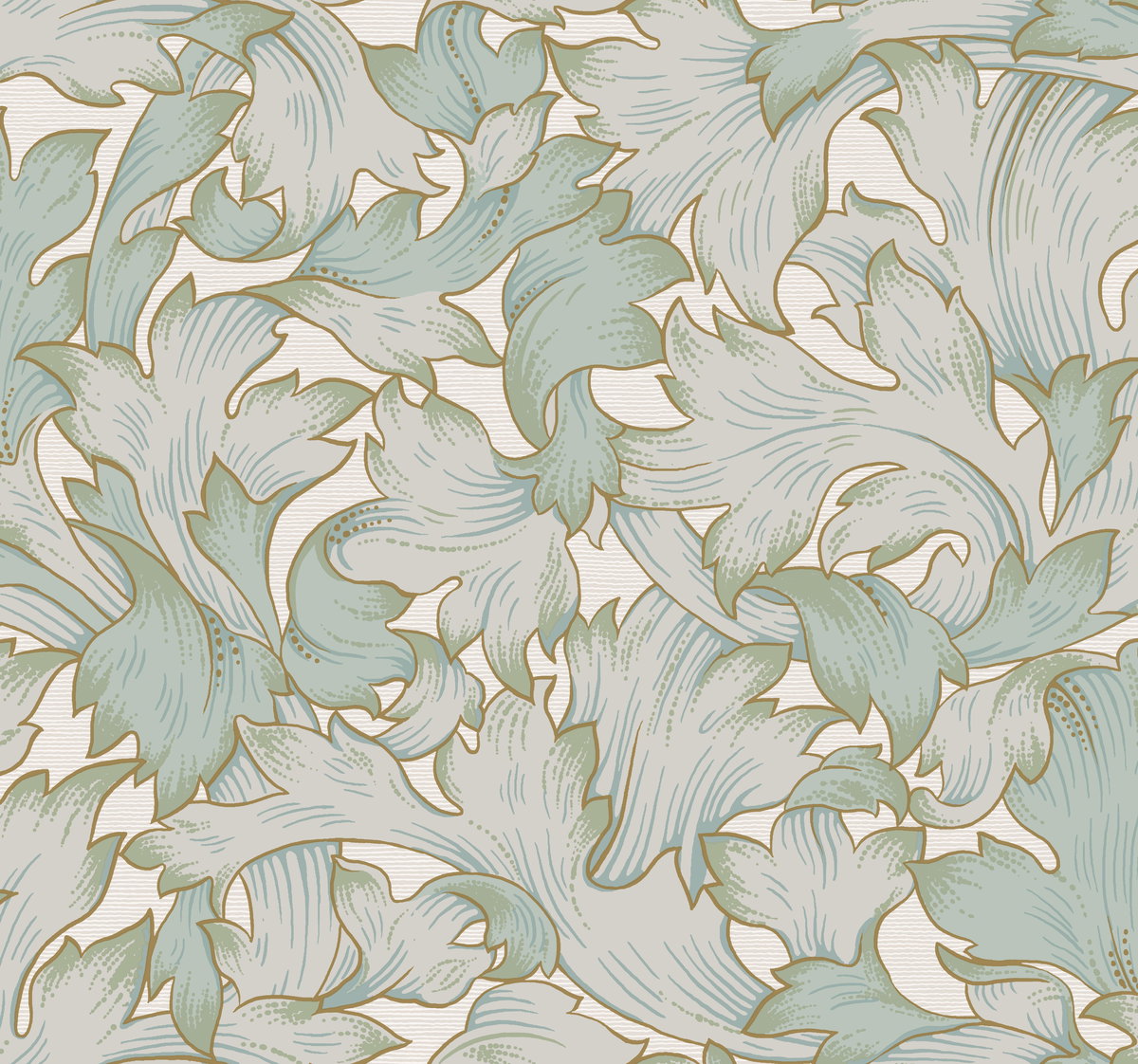 Acanthus Toss Beige & Seafoam Wallpaper, by York Wall, 27' length x 2'3" width x 0.02" depth View 1