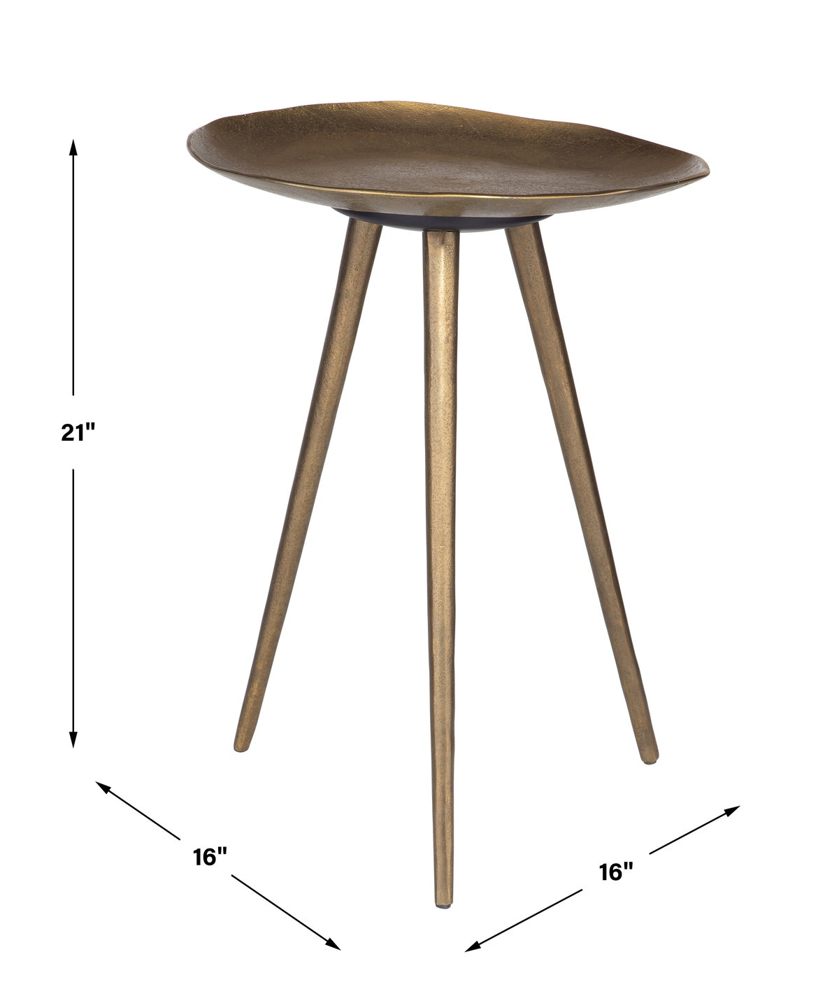 Lily Pad Antique Brass Accent Table, Side & End Table by Uttermost, 16" width x 21" height x 16" depth View 3