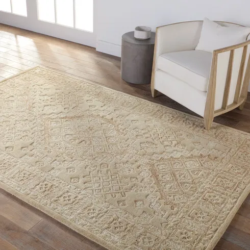Handmade Tufted Wool Area Rug in Tan/Cream