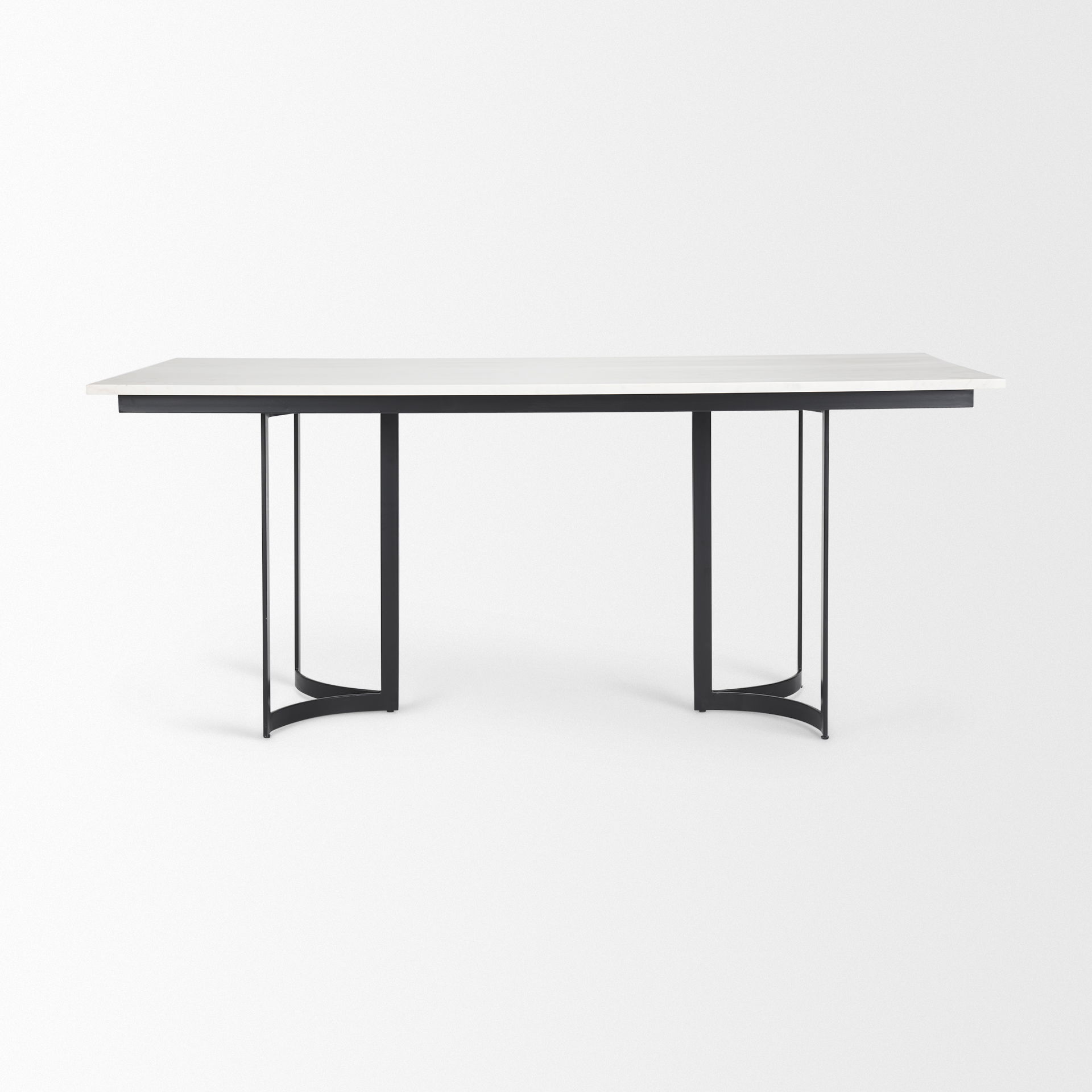 Tanner I 71L x 35W Rectangular White Marble with Metal Base Dining Table, by Mercana, 71" length x 35" width x 30" height View 3