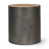 Eclipse Gunmetal Gray Drum Base with Brown Wood Top End/Side Table thumbnail 0