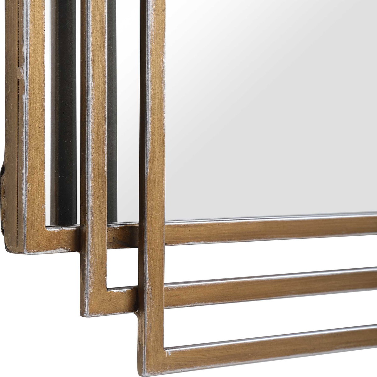 Amherst Brushed Gold Mirror, by Uttermost, 1'11.62" width x 3'0.5" height x 1.5" depth View 6