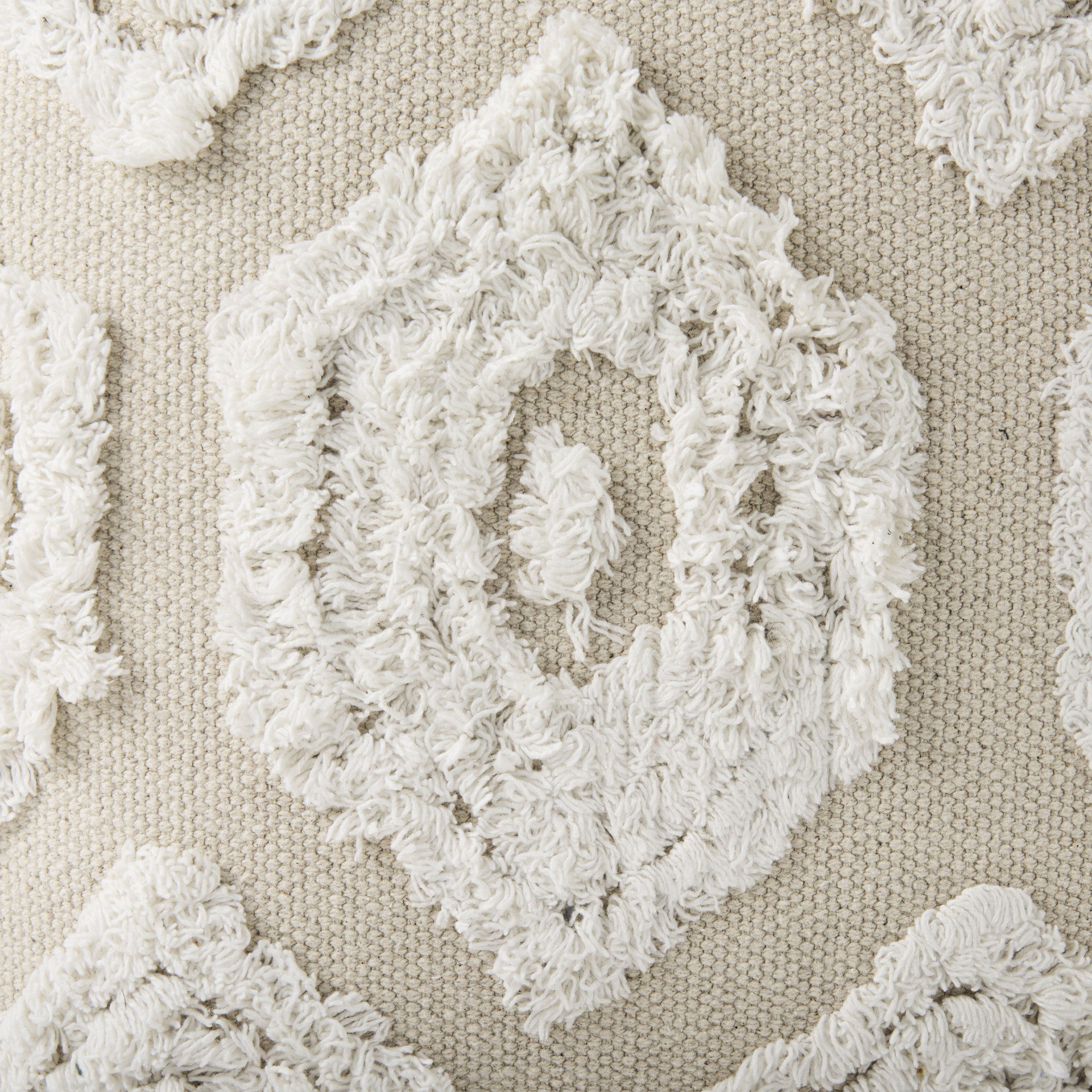 Ekanta   Cream/Beige Patterned Cotton Pouf, Ottoman by Mercana, 16" length x 16" width x 16" height View 8