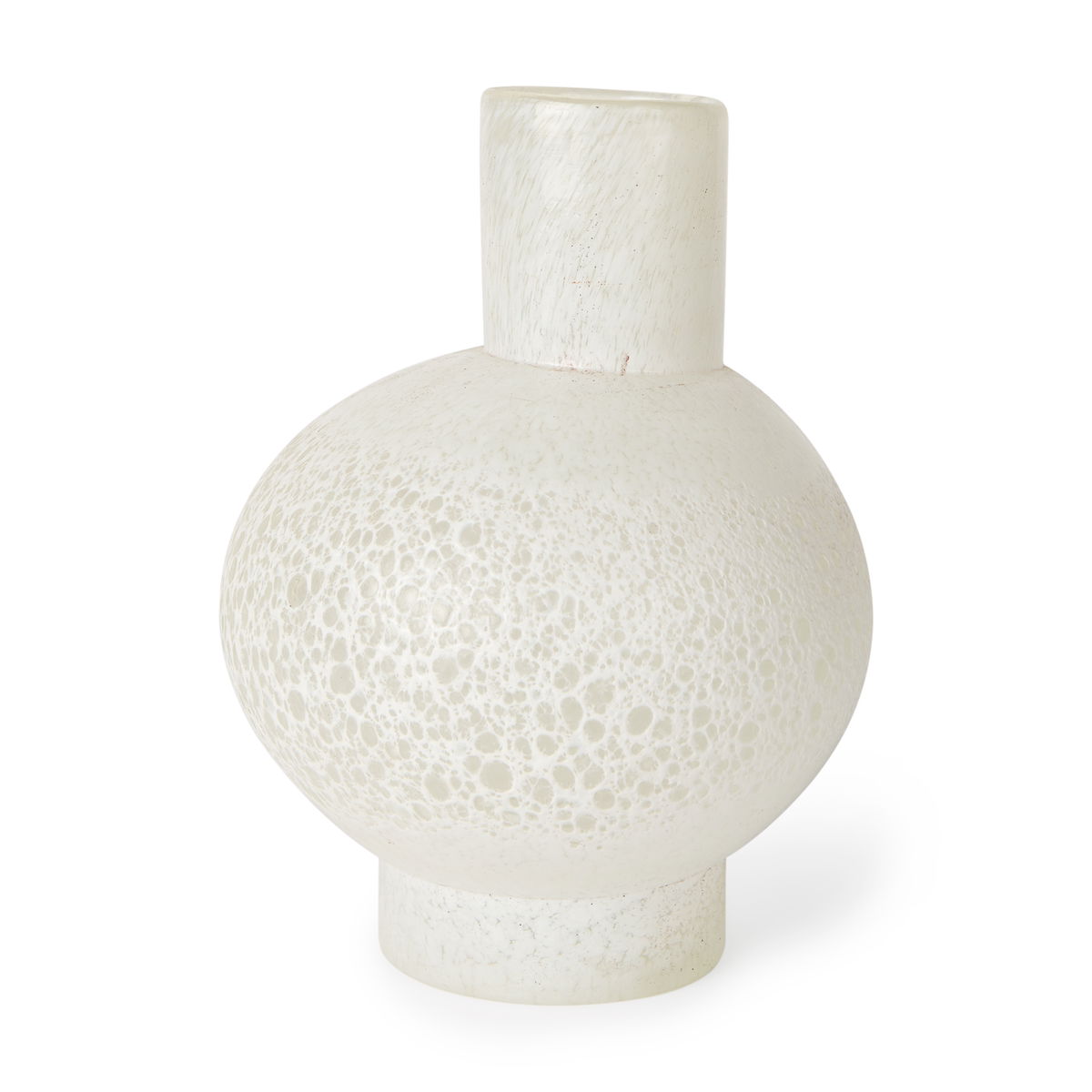 Heket Short White Glass Vase, by Mercana, 6.89" length x 6.89" width x 8.86" height View 1