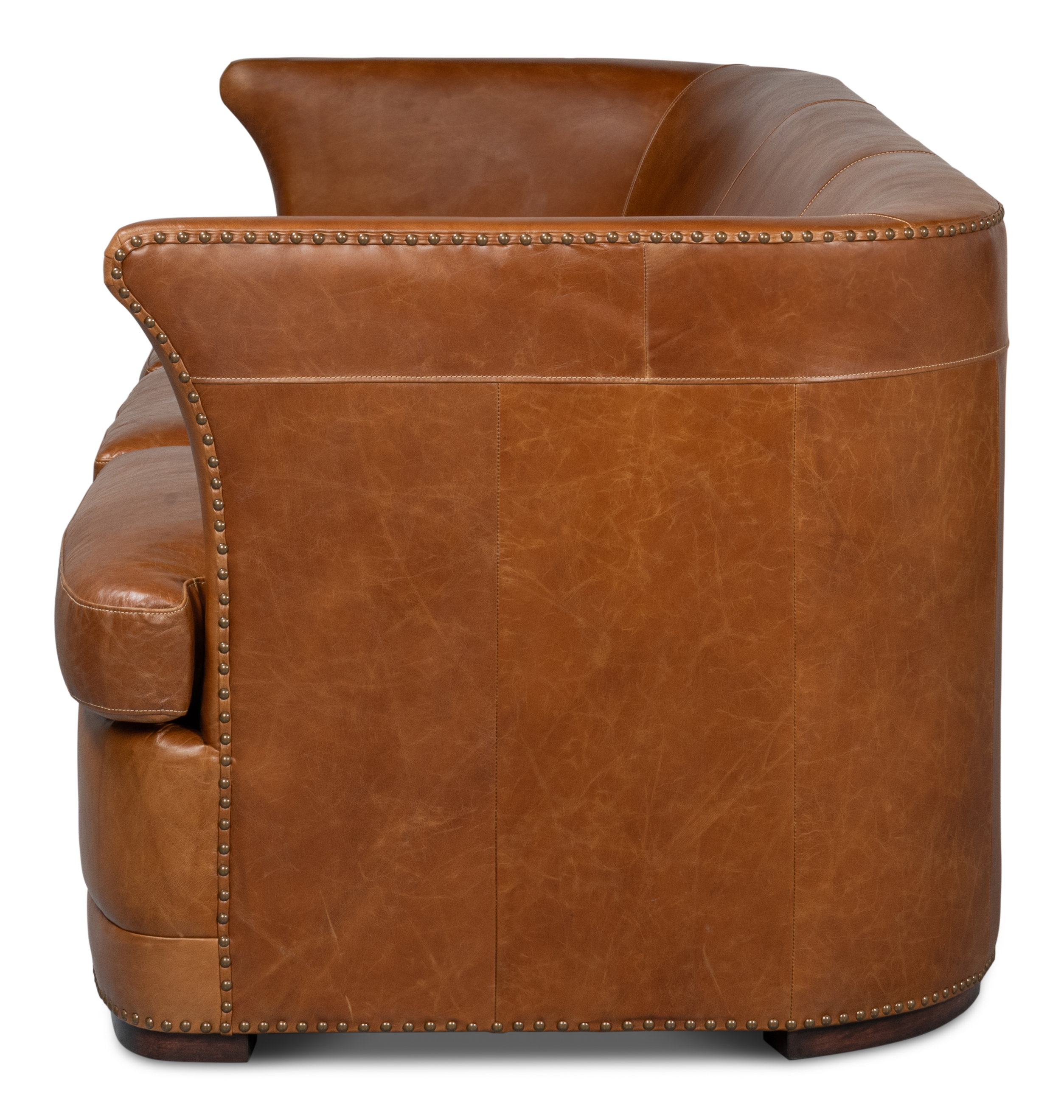 Mcmillan Distilled Leather Sofa, Sofas & Sectional by Sarreid, 90" length x 37" width x 32" height View 9