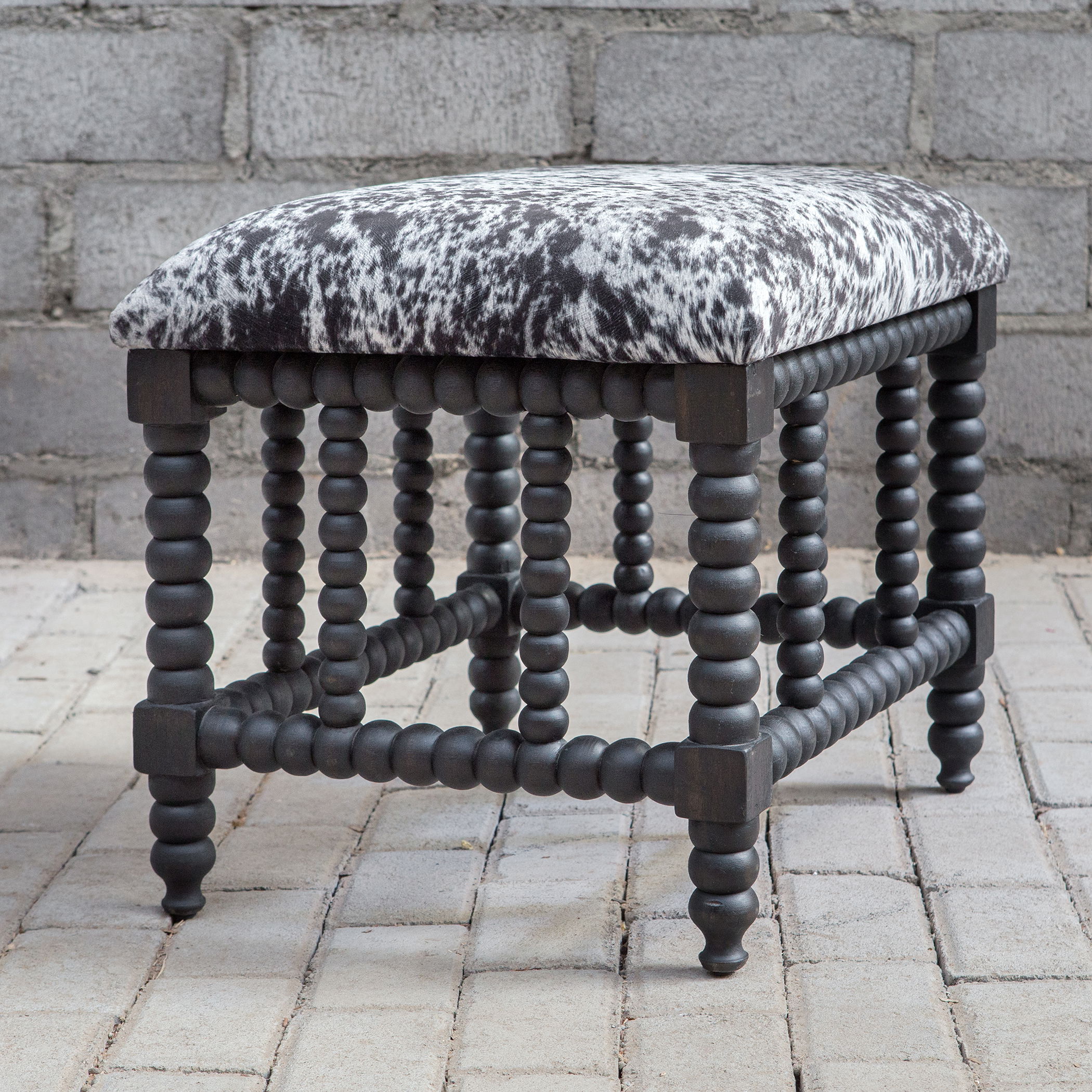 Rancho Faux Cow Hide Small Bench large image 
