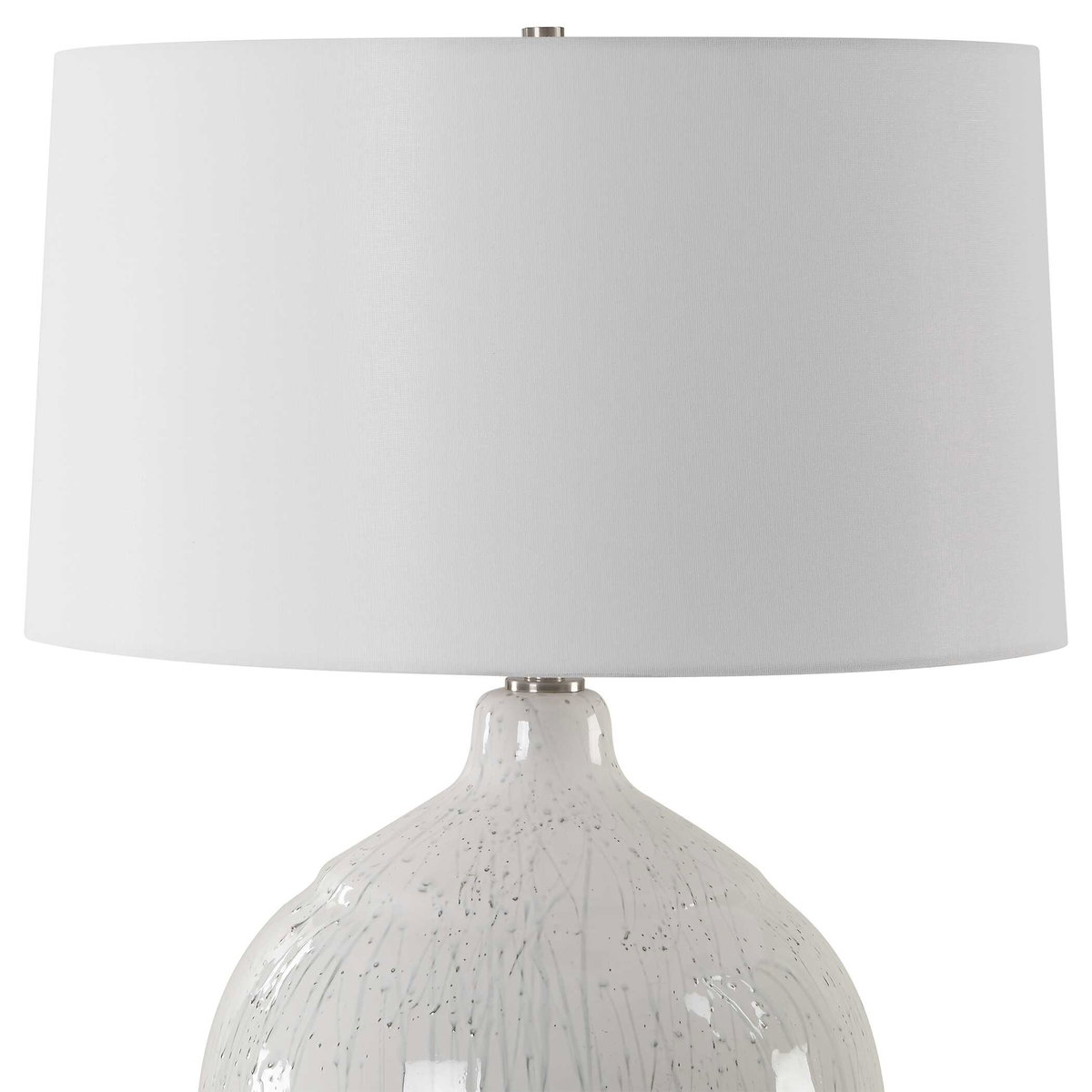 Dribble White Glaze Table Lamp, by Uttermost, 19" width x 25.75" height x 19" depth View 6