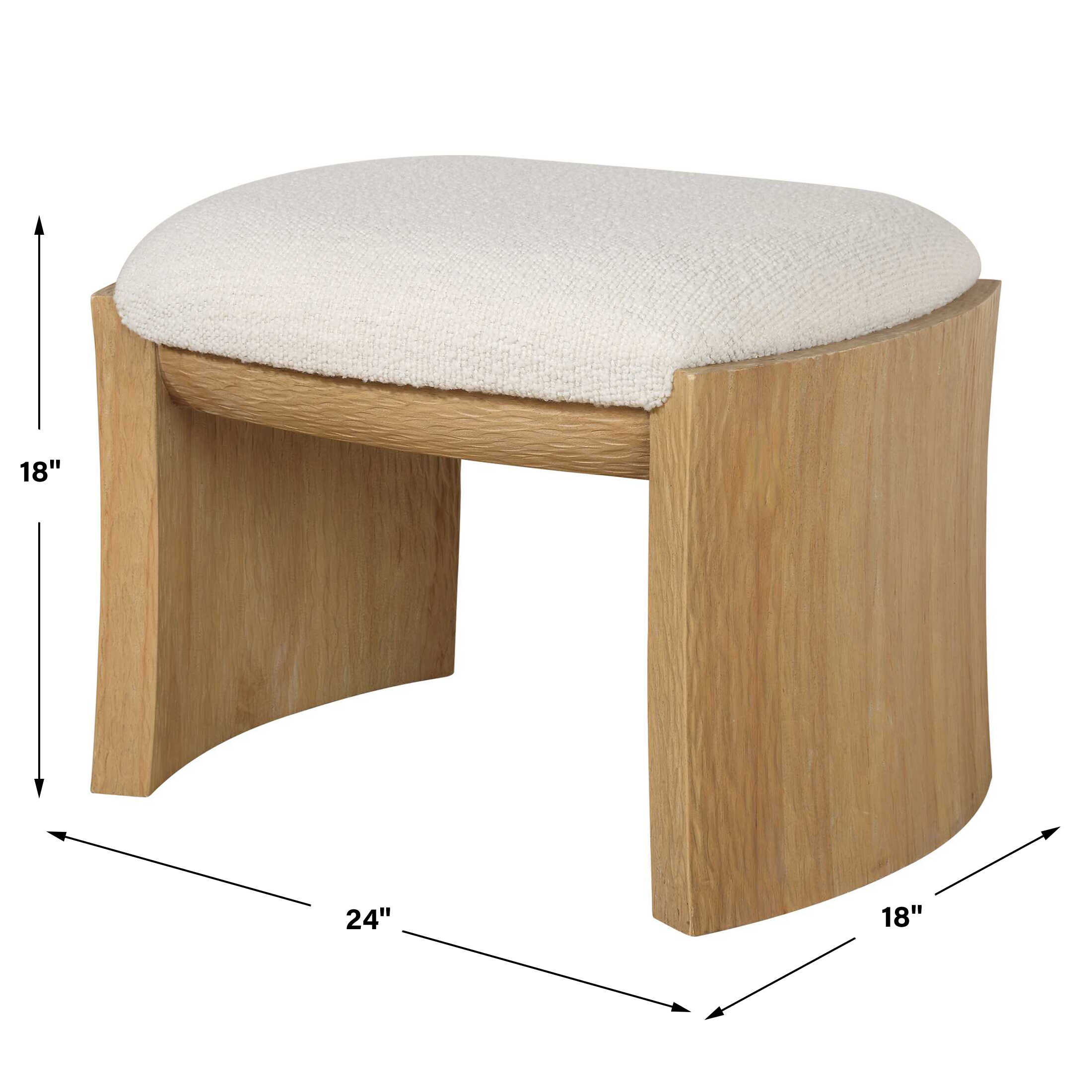 Port Natural Small Bench, Furniture by Uttermost, 24" width x 18" height x 18" depth View 3