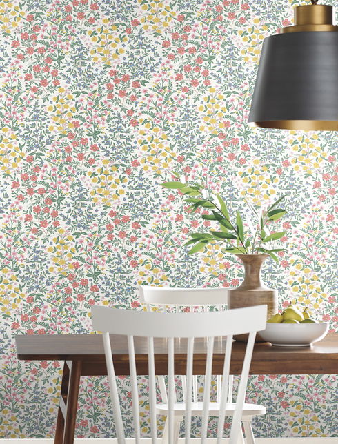Wildwood Garden White & Pink Wallpaper