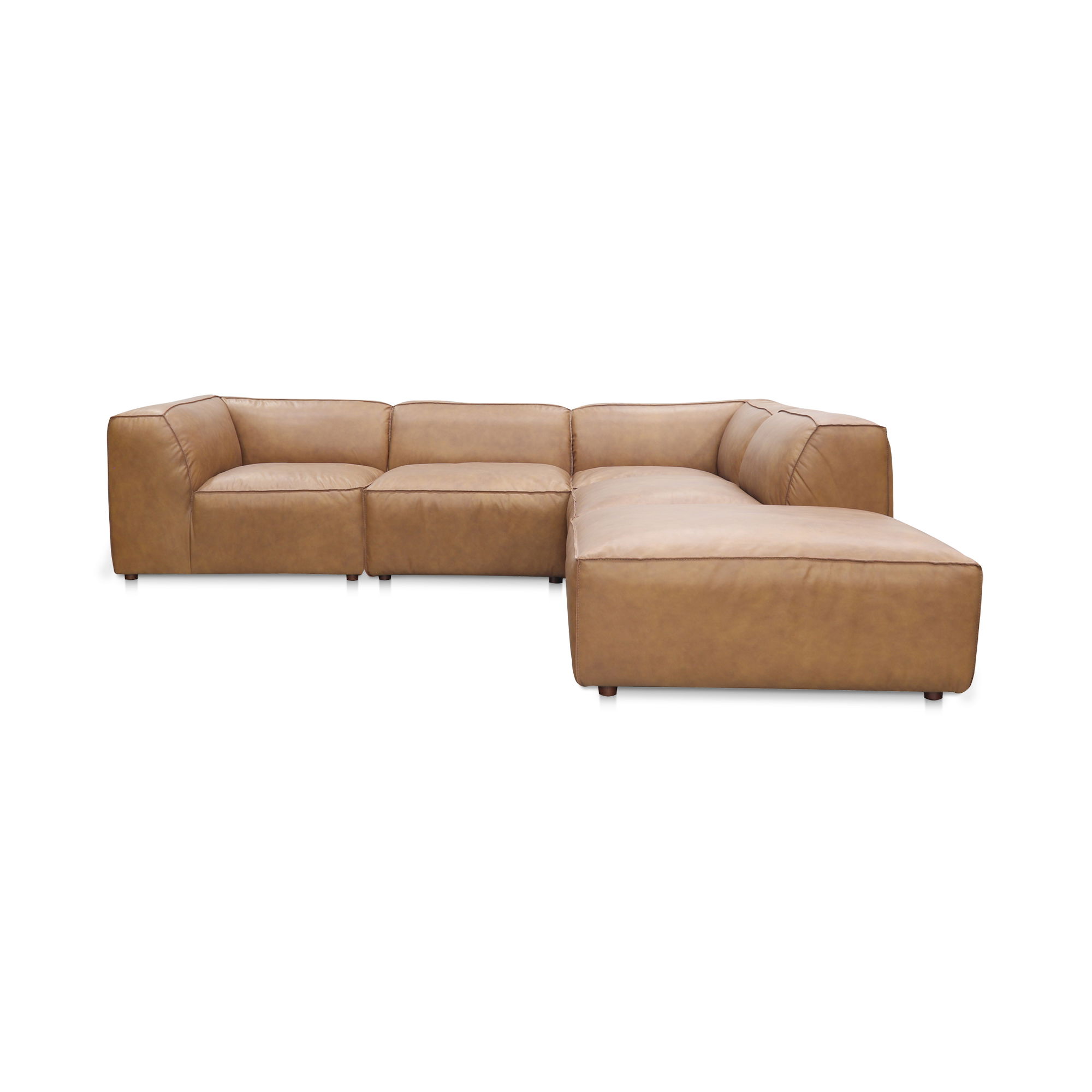 Form Dream Modular Sectional Sonoran Tan Leather, Sectional Sofa by Moe's Home, 112" width x 26" height x 102.5" depth View 1