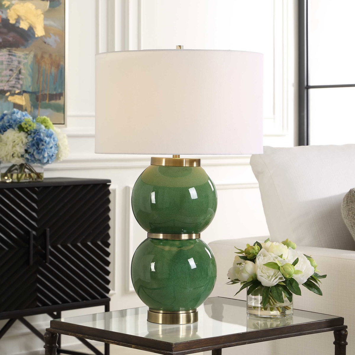 Banner Green Spheres Table Lamp, by Uttermost, 17" width x 28" height x 17" depth View 2