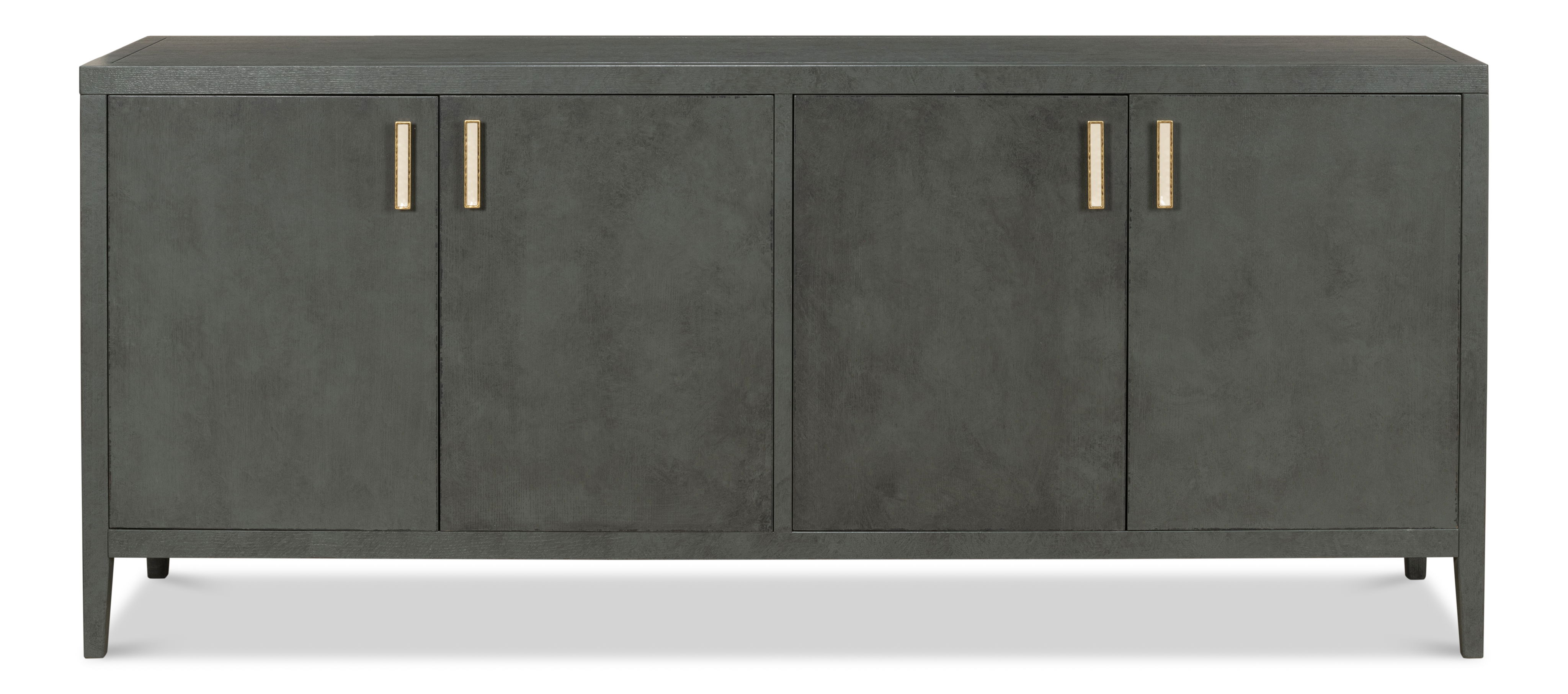 Blanco 4 Door Buffet, Stone Grey, Cabinets & Sideboard by Sarreid, 80" length x 18" width x 34" height View 2