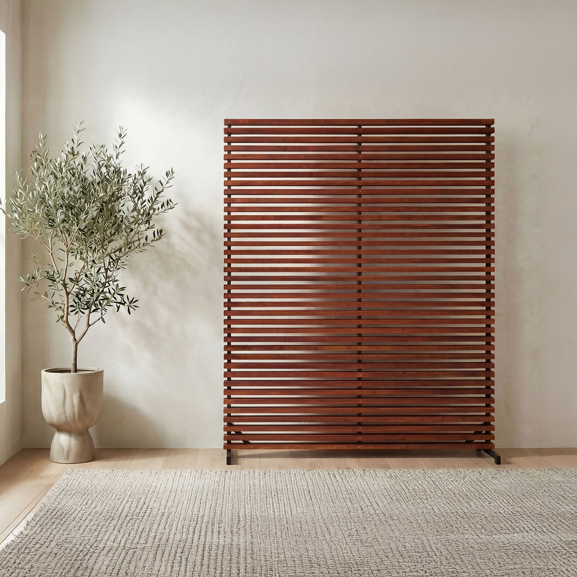Dallin Screen Brown, Room Divider by Moe's Home, 60" width x 72" height x 3" depth View 5