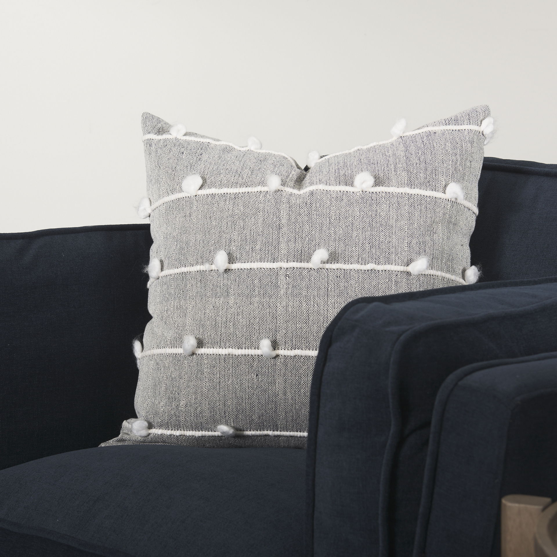 Linda 20 x 20 Navy And Cream With White Detail Decorative Pillow Cover large image 