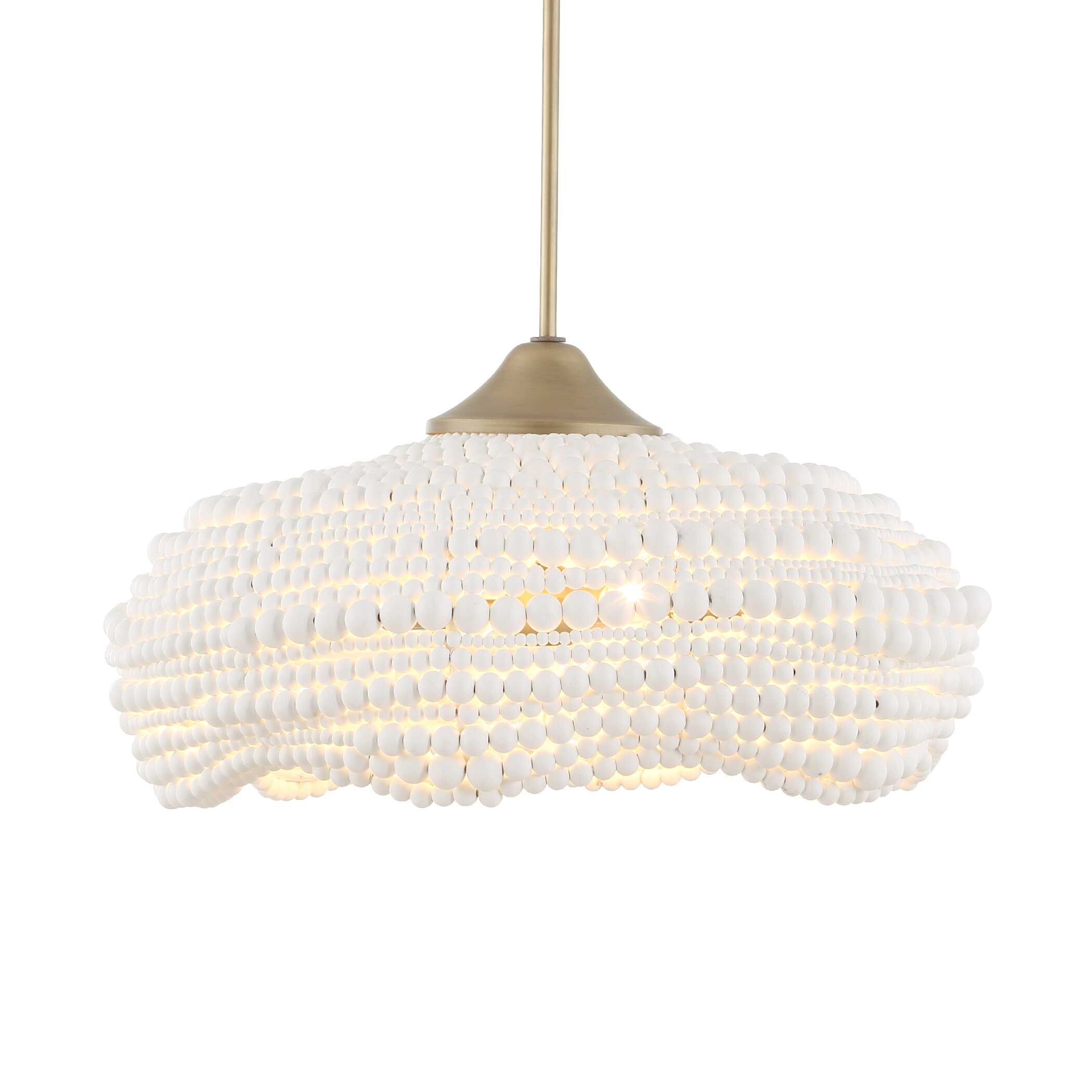 Biddeford 5 Light White Beaded Pendant, Ceiling Light by Uttermost, 24" width x 11.5" height x 24" diameter View 1