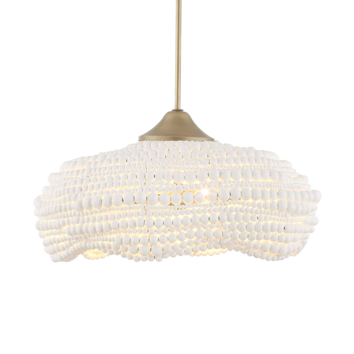 Biddeford 5 Light White Beaded Pendant, Ceiling Light by Uttermost, 24" width x 11.5" height x 24" diameter View 1