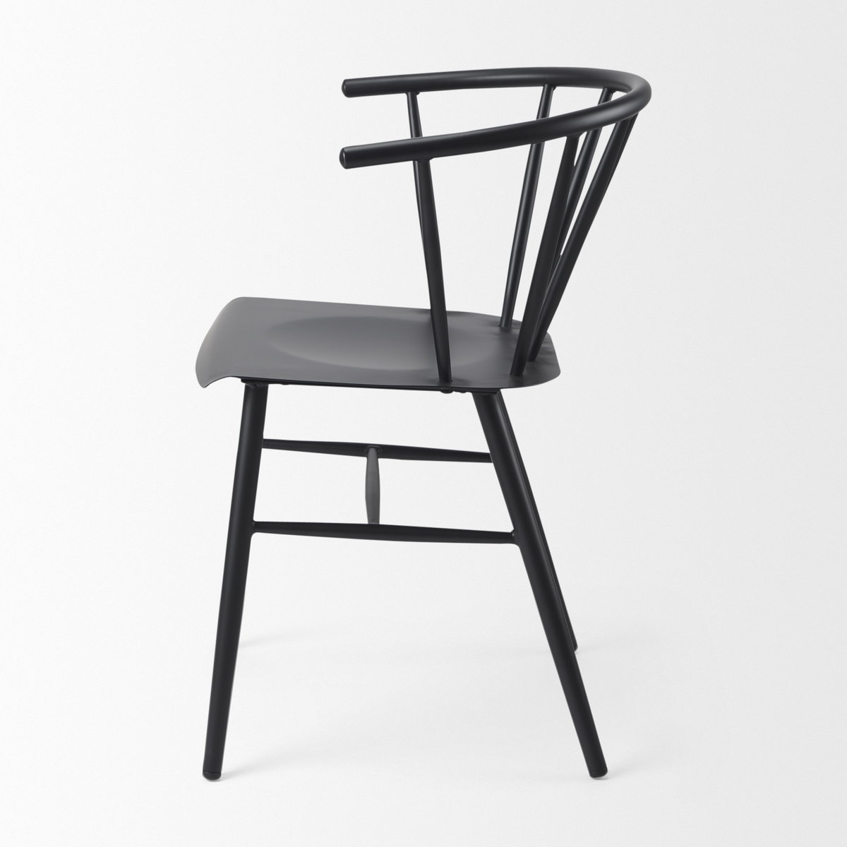 Colin Curved Back Dining Side Chair | Black Metal, Dining Chair by Mercana, 21.26" length x 21.26" width x 30.32" height View 8
